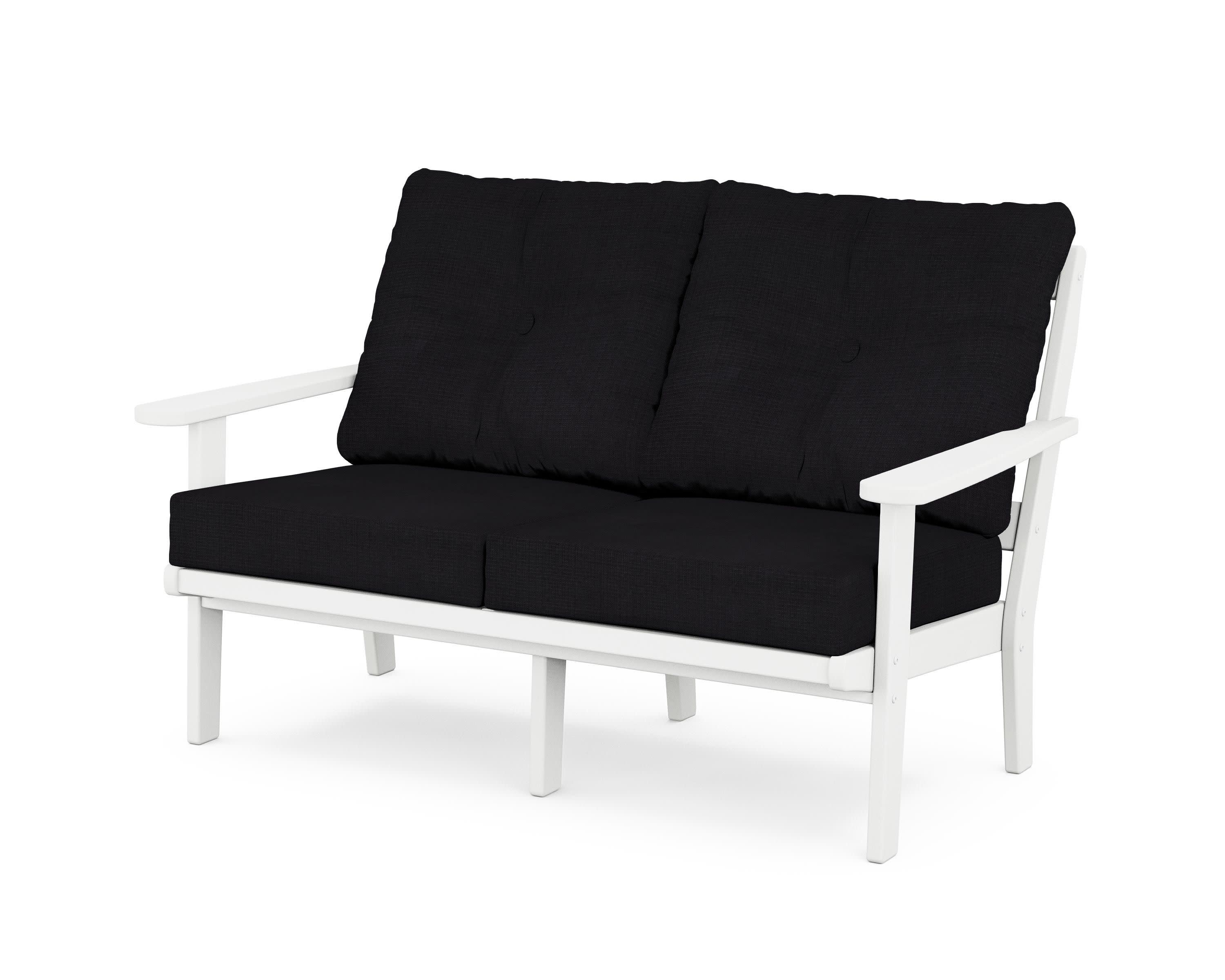 Cape Cod Deep Seating Loveseat in Classic White / Midnight Linen