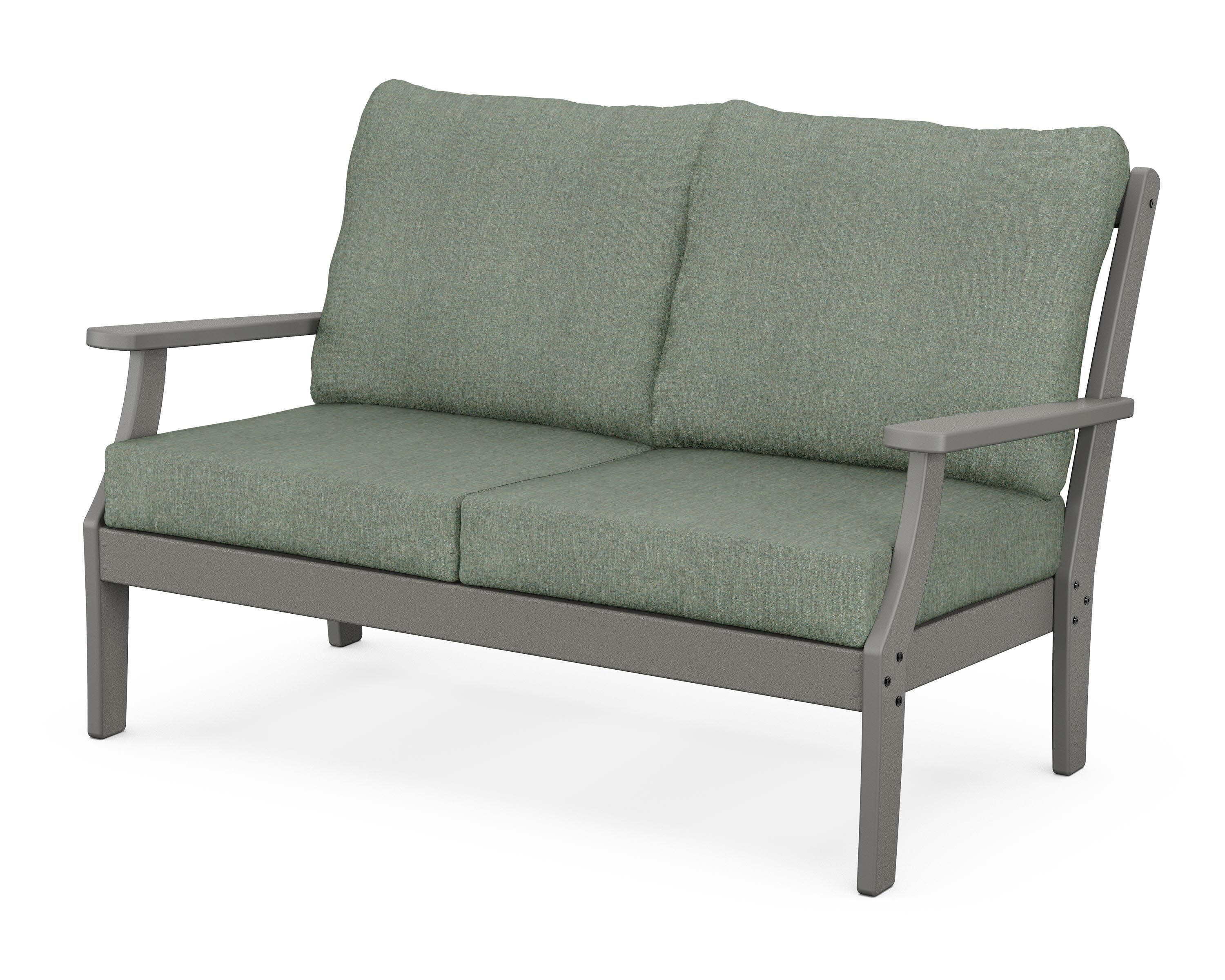 Yacht Club Deep Seating Loveseat in Stepping Stone / Cast Sage
