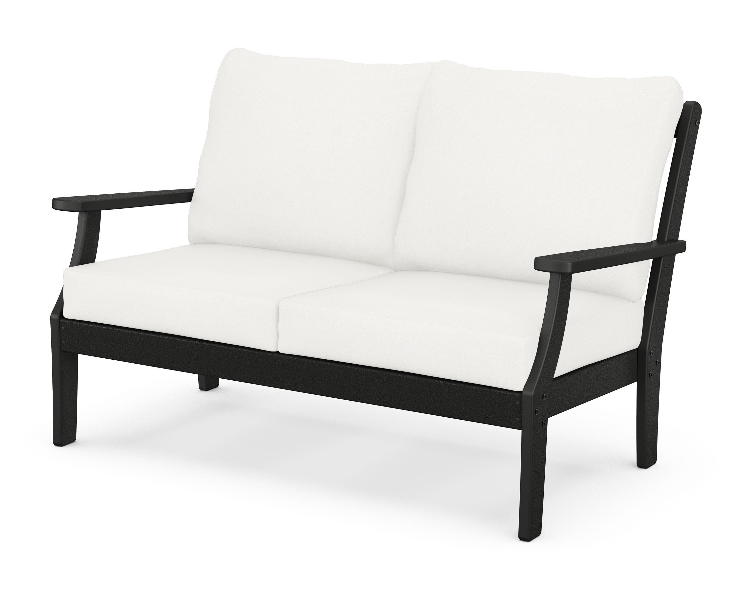 Yacht Club Deep Seating Loveseat in Charcoal Black / Natural Linen