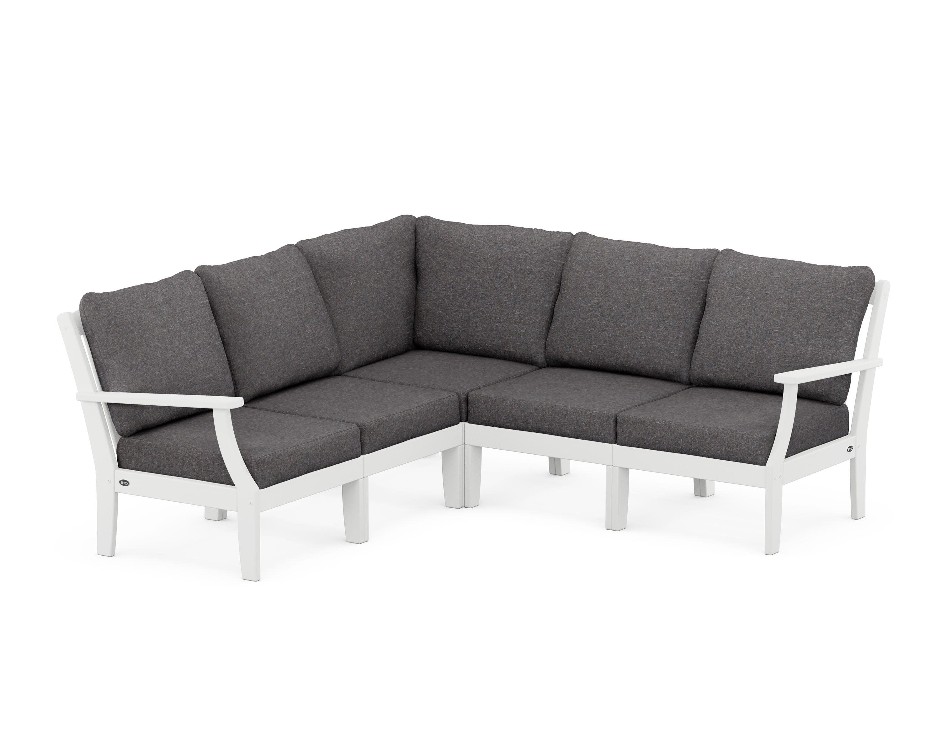Yacht Club Modular 5-Piece Deep Seating Set in Classic White / Ash Charcoal