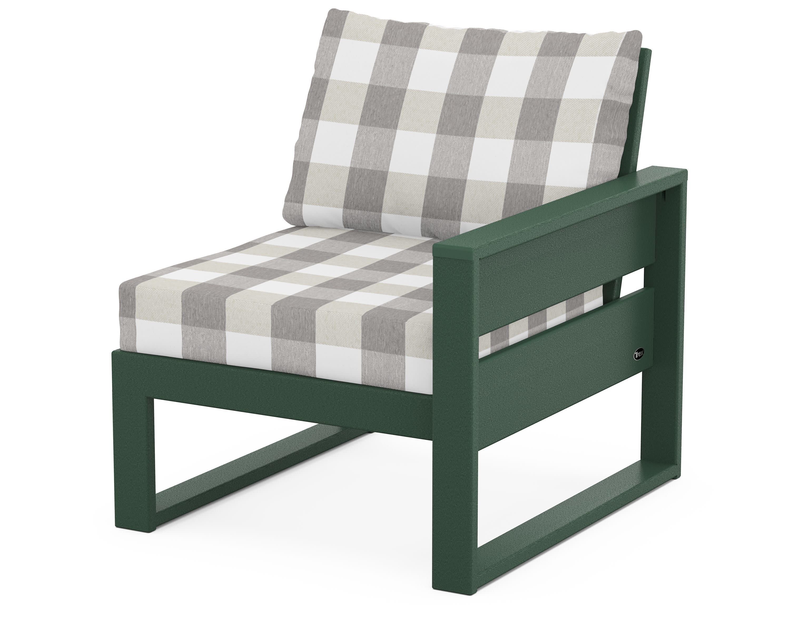Eastport Modular Right Arm Chair in Rainforest Canopy / Buffalo Plaid Grey Mist