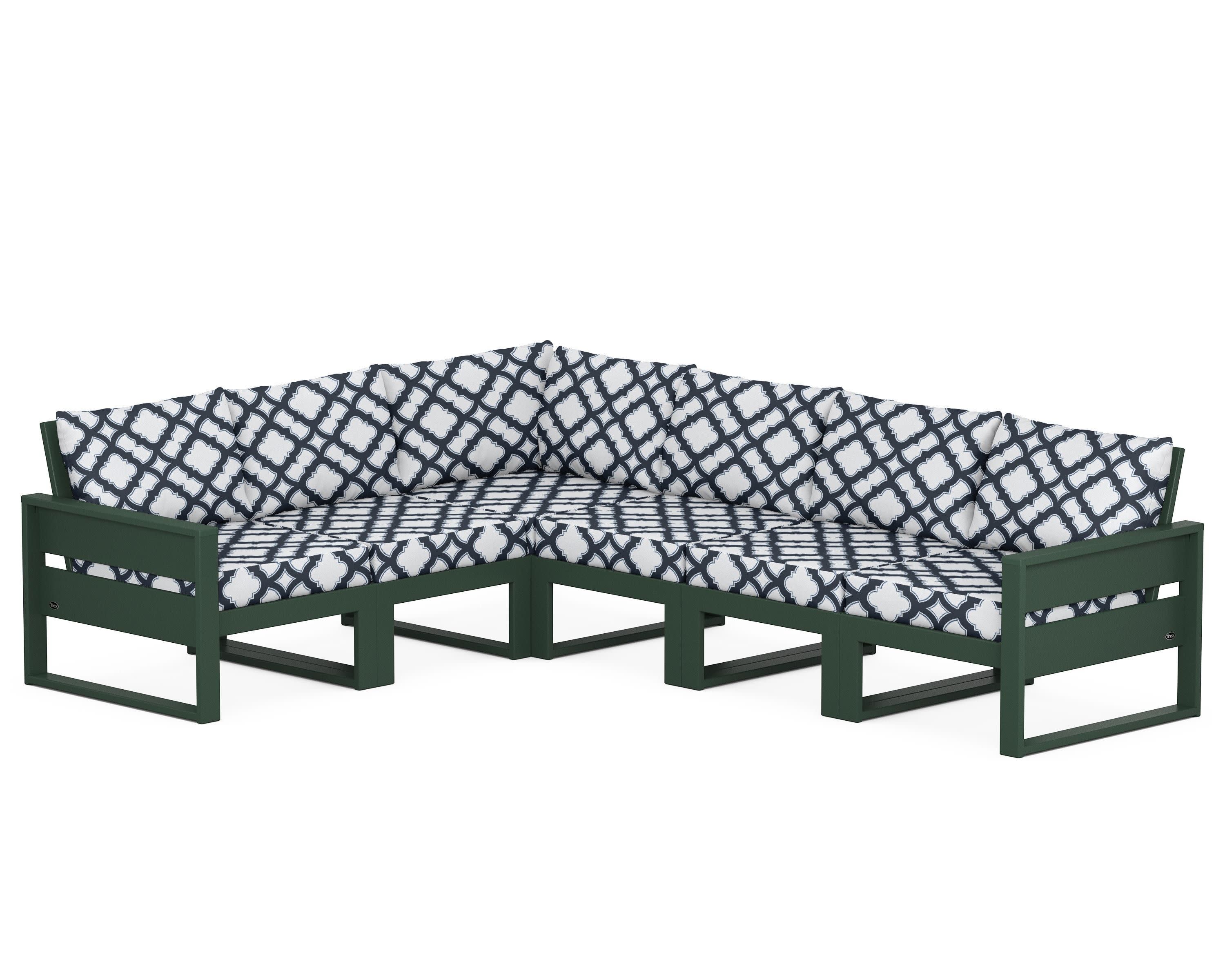 Eastport 6-Piece Sectional in Rainforest Canopy / Trellis Marine Indigo