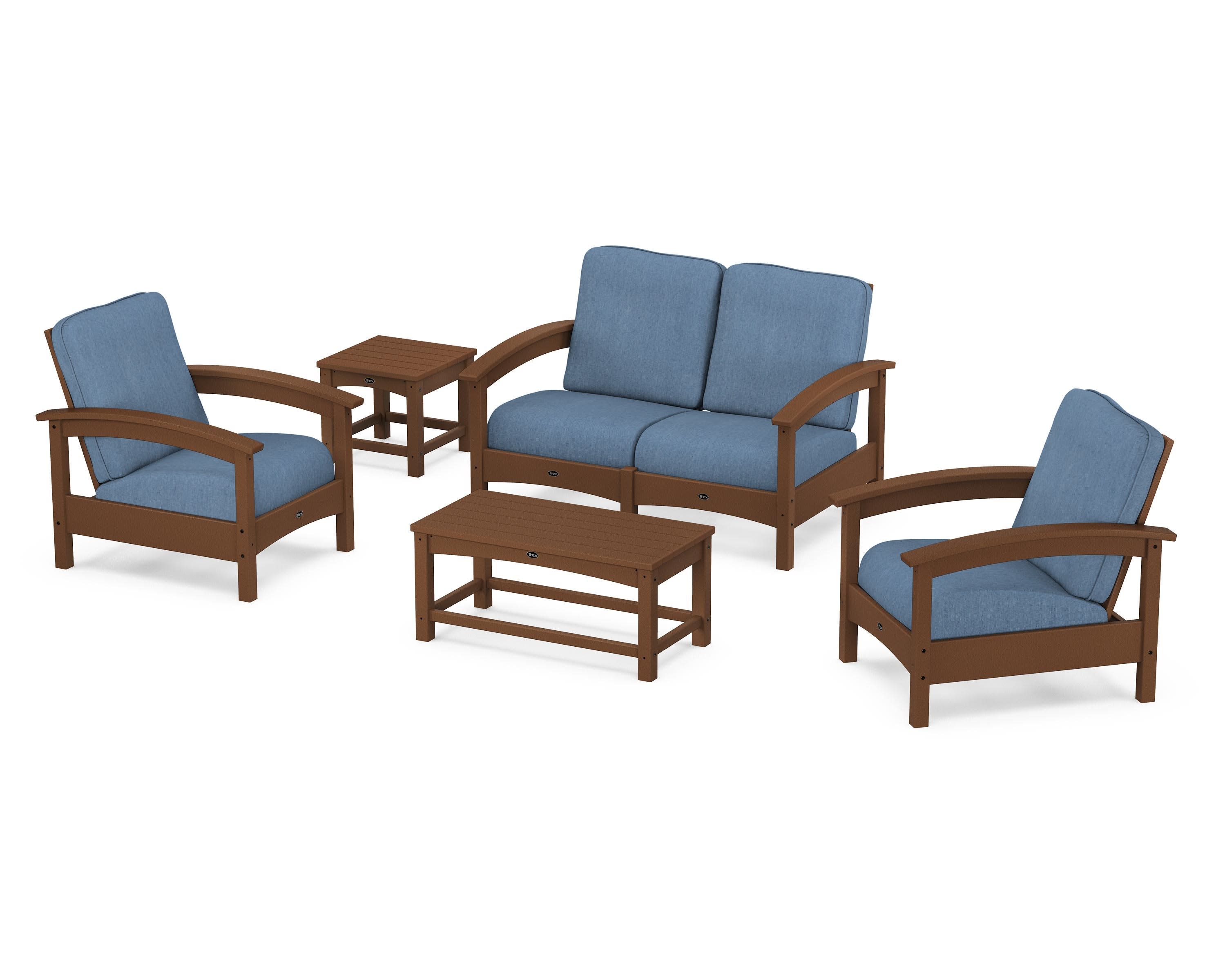 Rockport Club 6-Piece Deep Seating Conversation Set in Tree House / Sky Blue