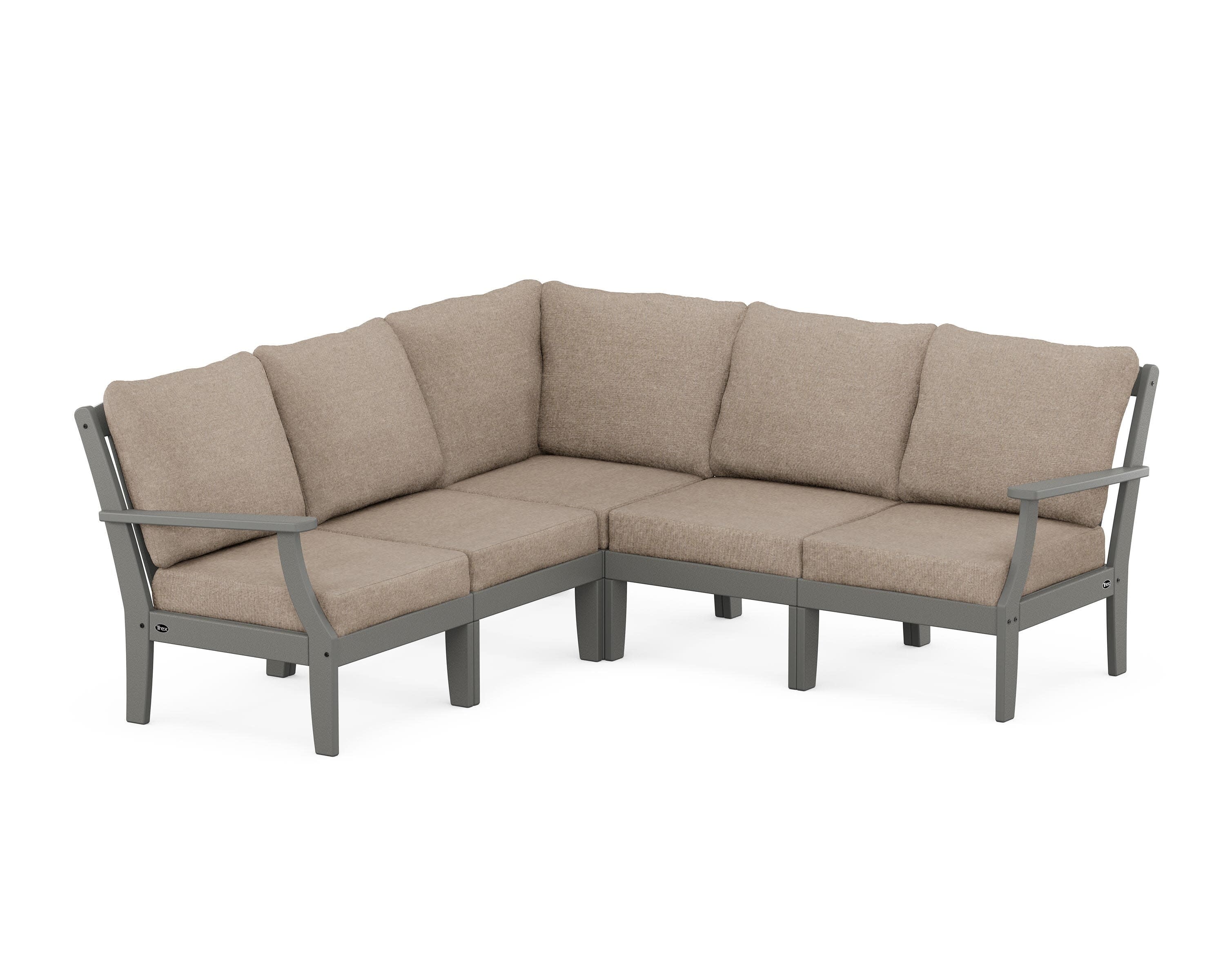 Yacht Club Modular 5-Piece Deep Seating Set in Stepping Stone / Spiced Burlap