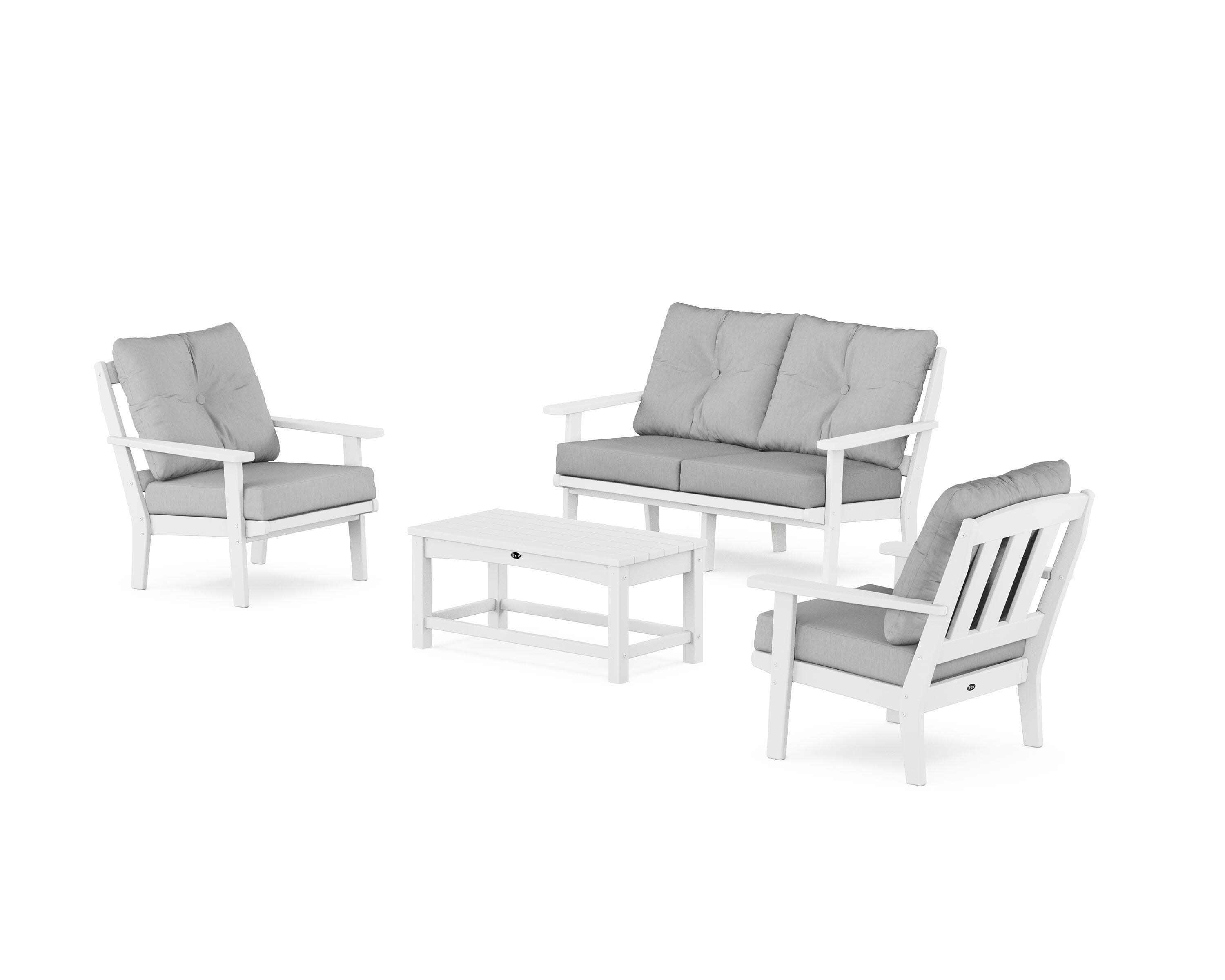 Cape Cod 4-Piece Deep Seating Set with Loveseat in Classic White / Granite