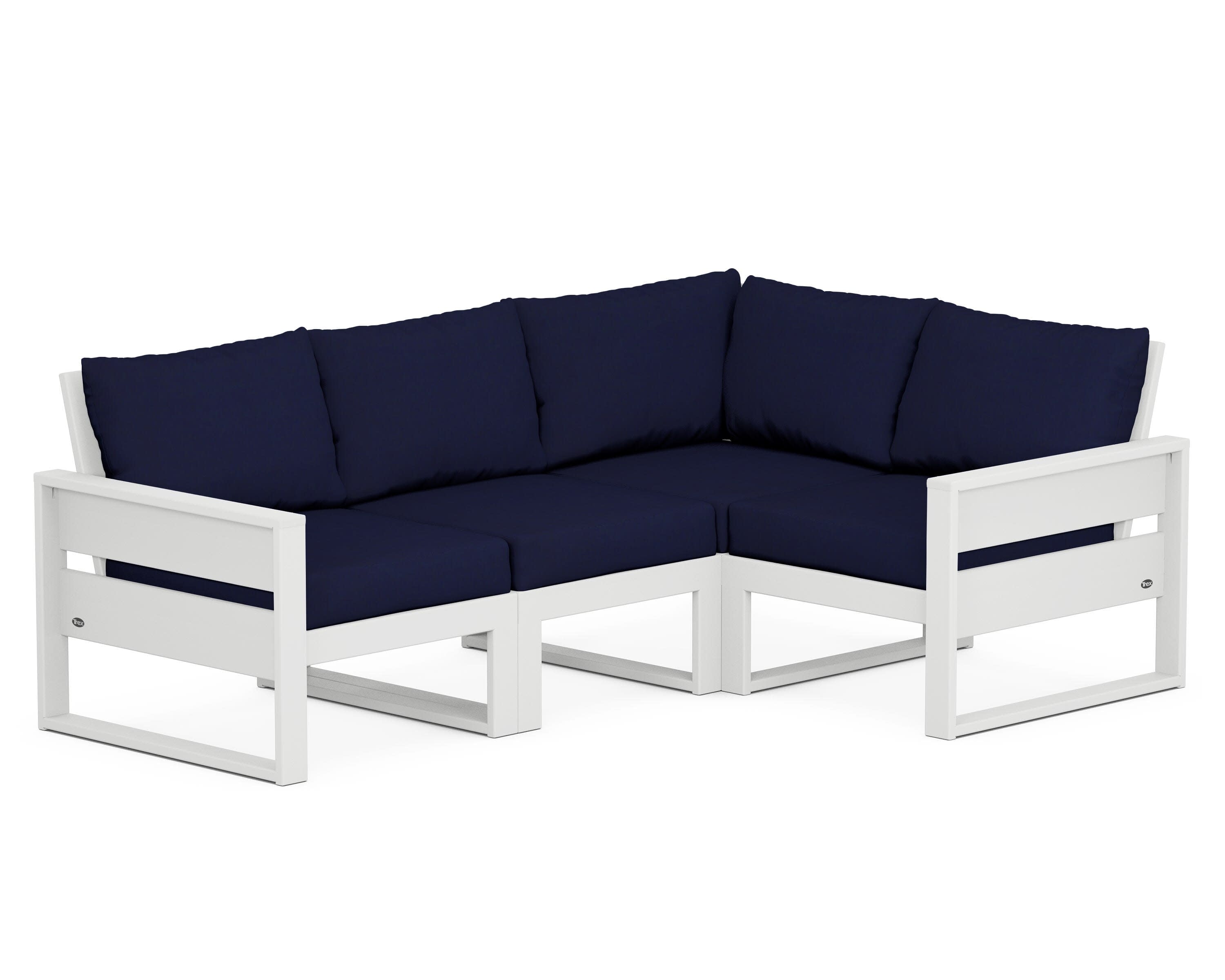 Eastport 4- Piece Sectional in Classic White / Navy
