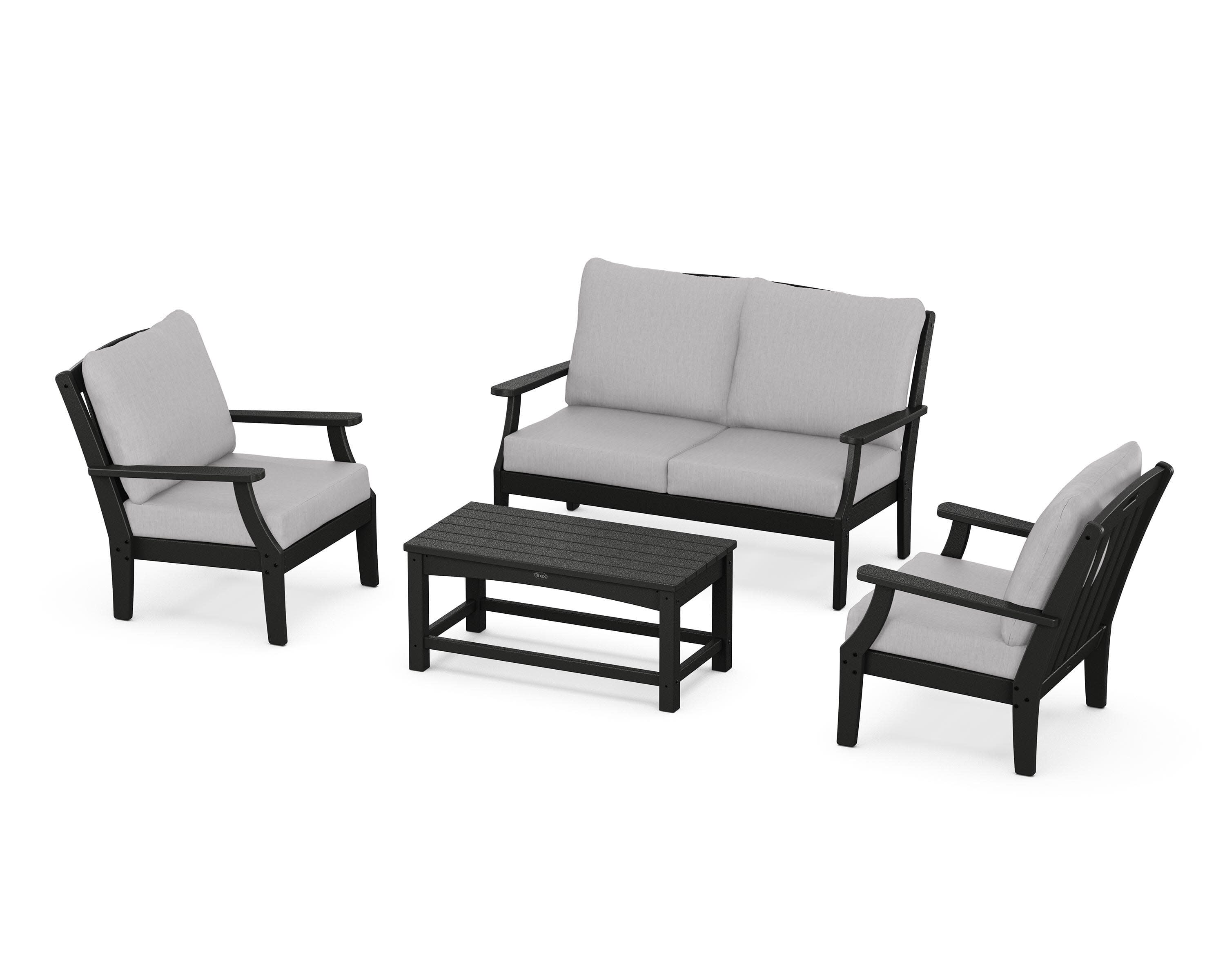 Yacht Club 4-Piece Deep Seating Chair Set in Charcoal Black / Granite