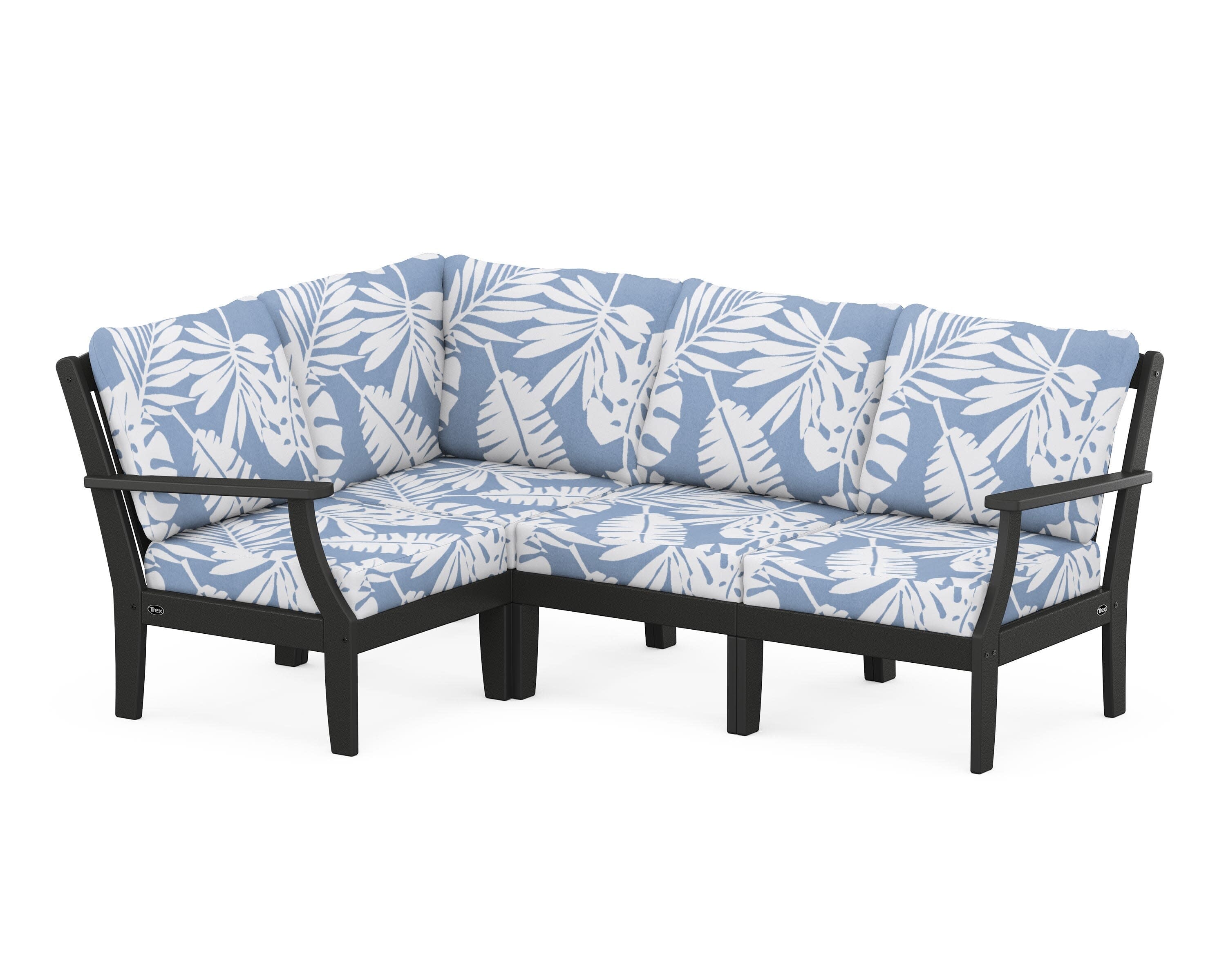 Yacht Club Modular 4-Piece Deep Seating Set in Charcoal Black / Leaf Sky Blue