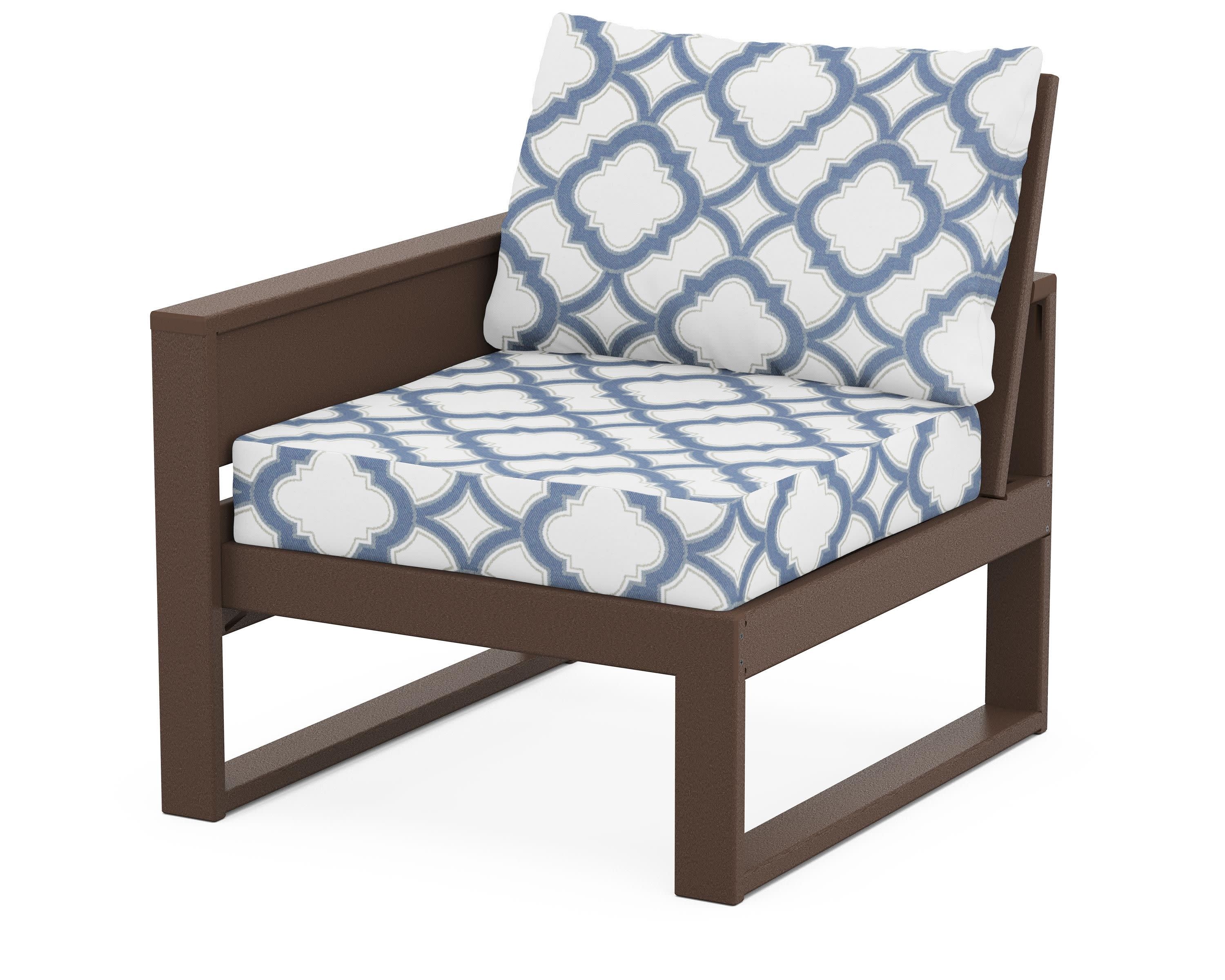 Eastport Modular Left Arm Chair in Vintage Lantern / Trellis Sky Blue