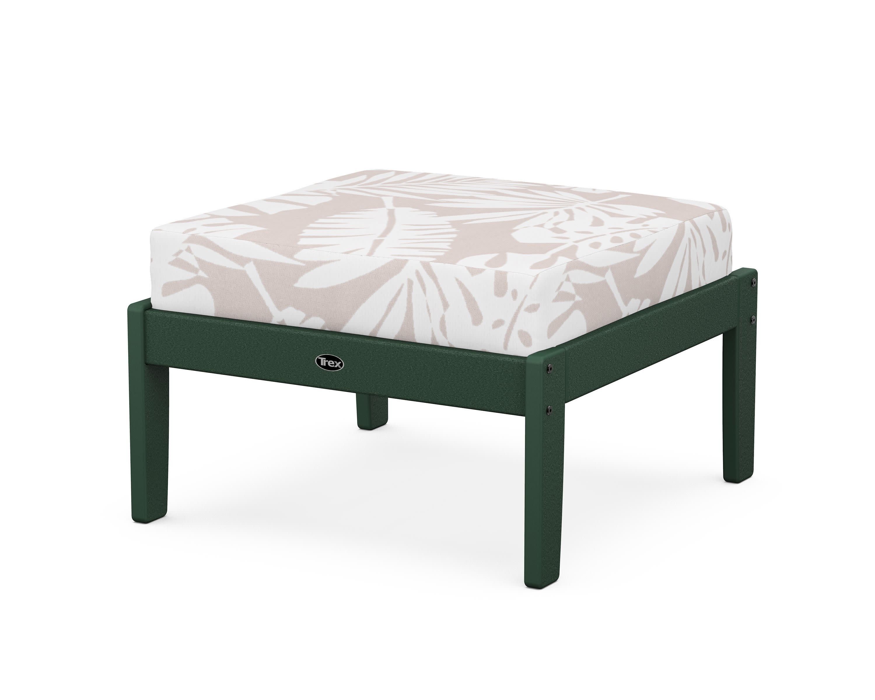 Yacht Club Deep Seating Ottoman in Rainforest Canopy / Leaf Dune Burlap