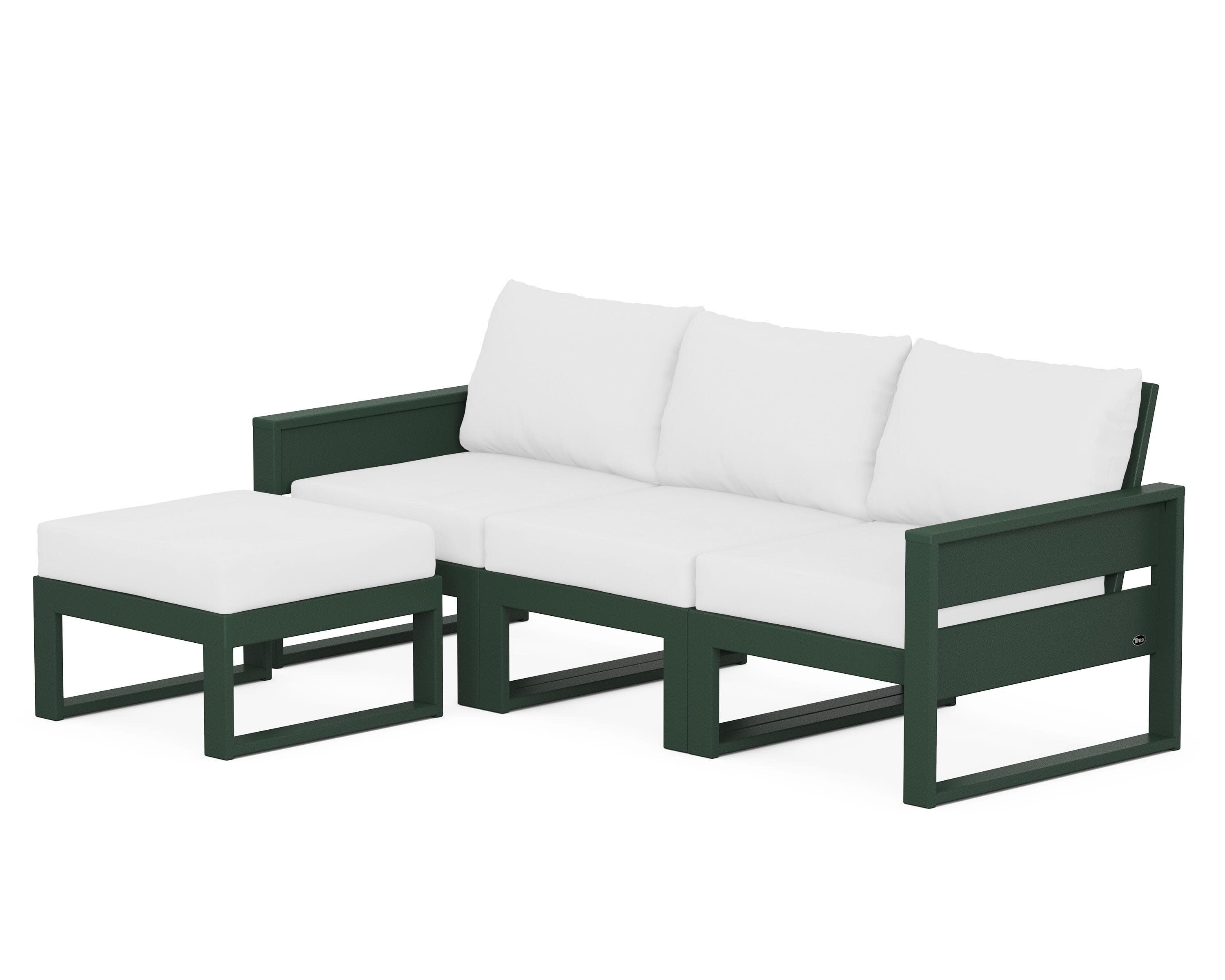 Eastport 4- Piece Sectional with Ottoman in Rainforest Canopy / Natural