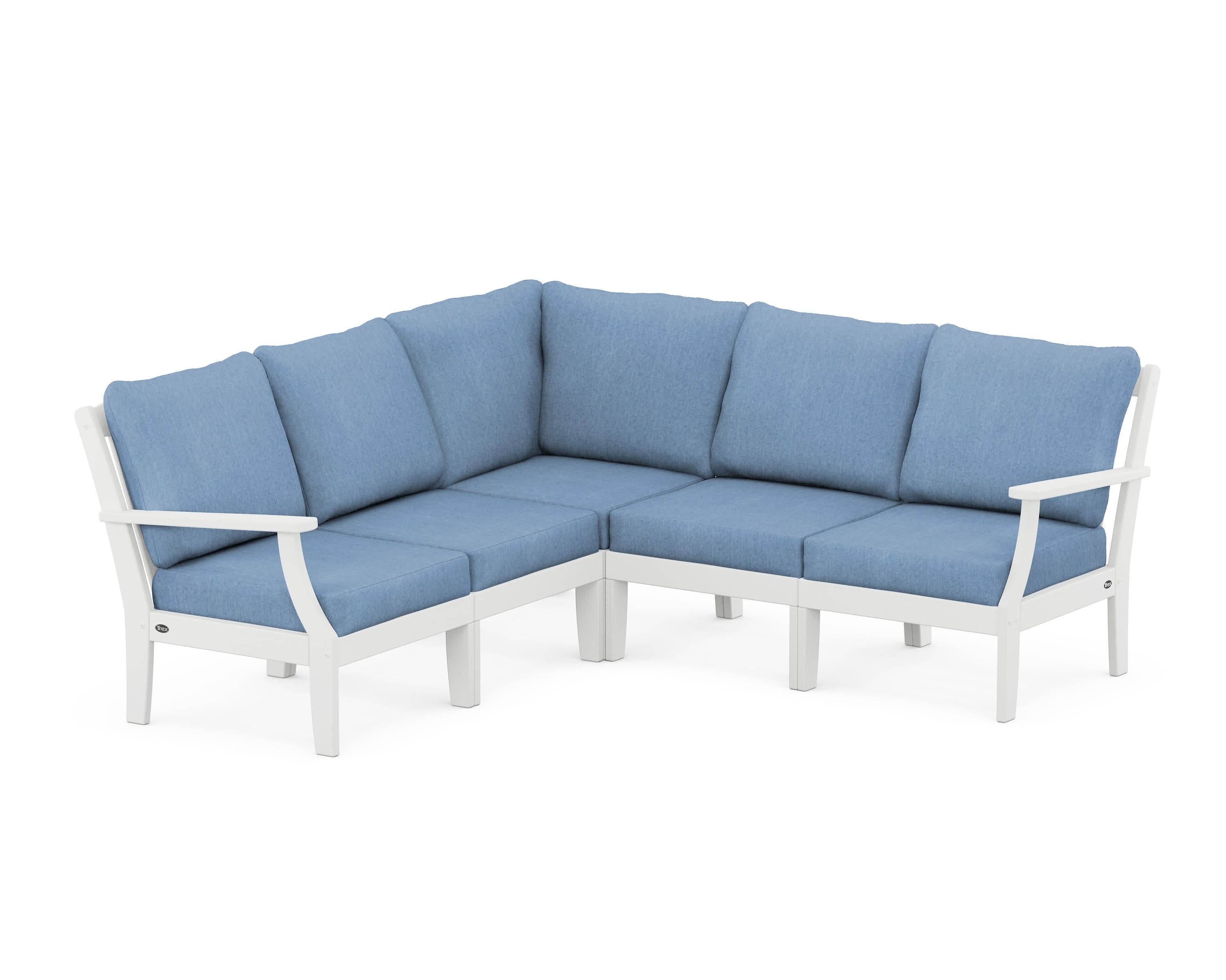 Yacht Club Modular 5-Piece Deep Seating Set in Classic White / Sky Blue