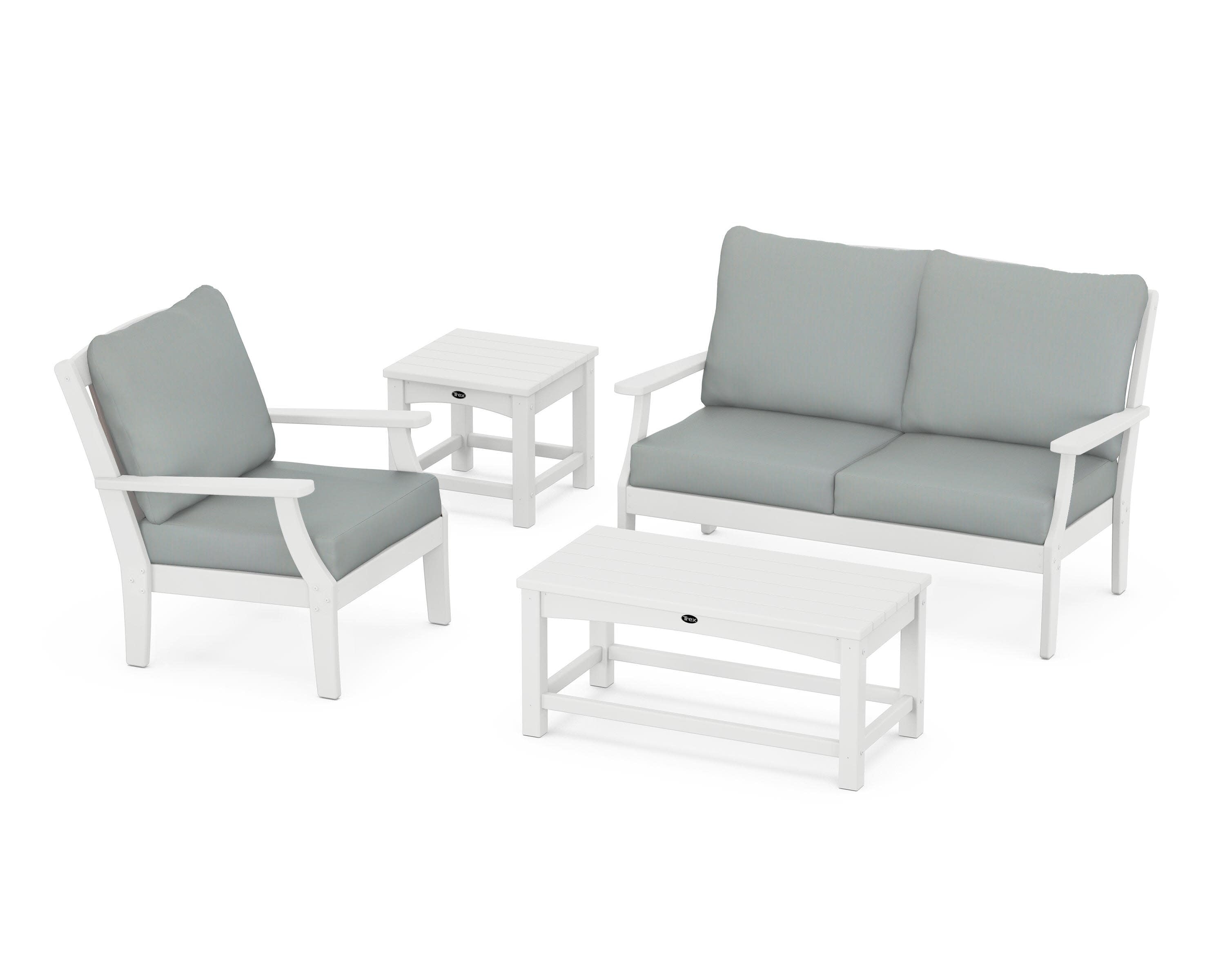 Yacht Club 4-Piece Deep Seating Set in Classic White / Spa