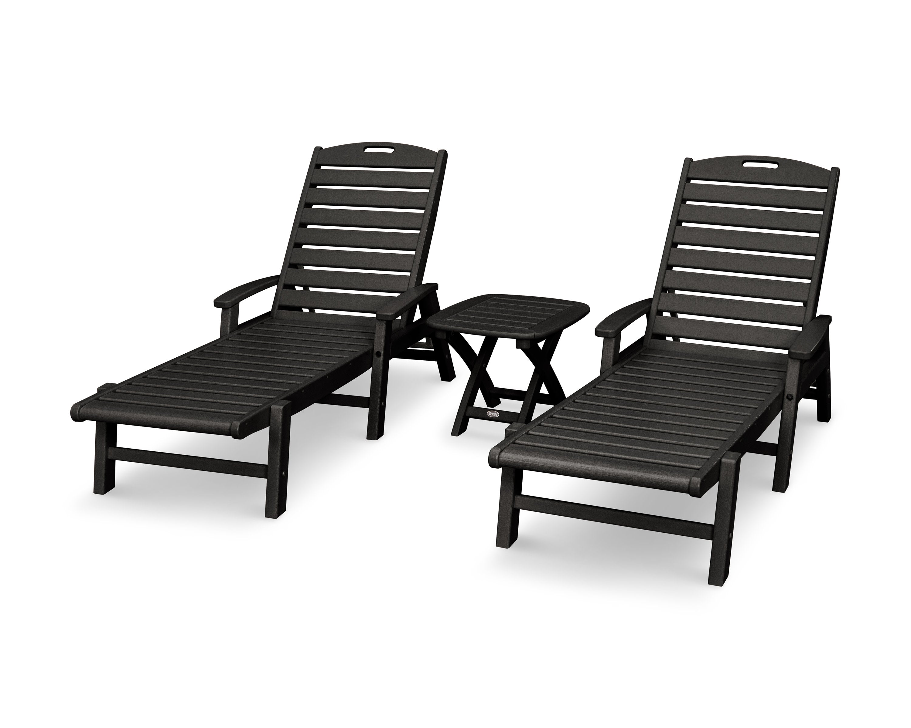 Yacht Club 3-Piece Chaise Set in Charcoal Black