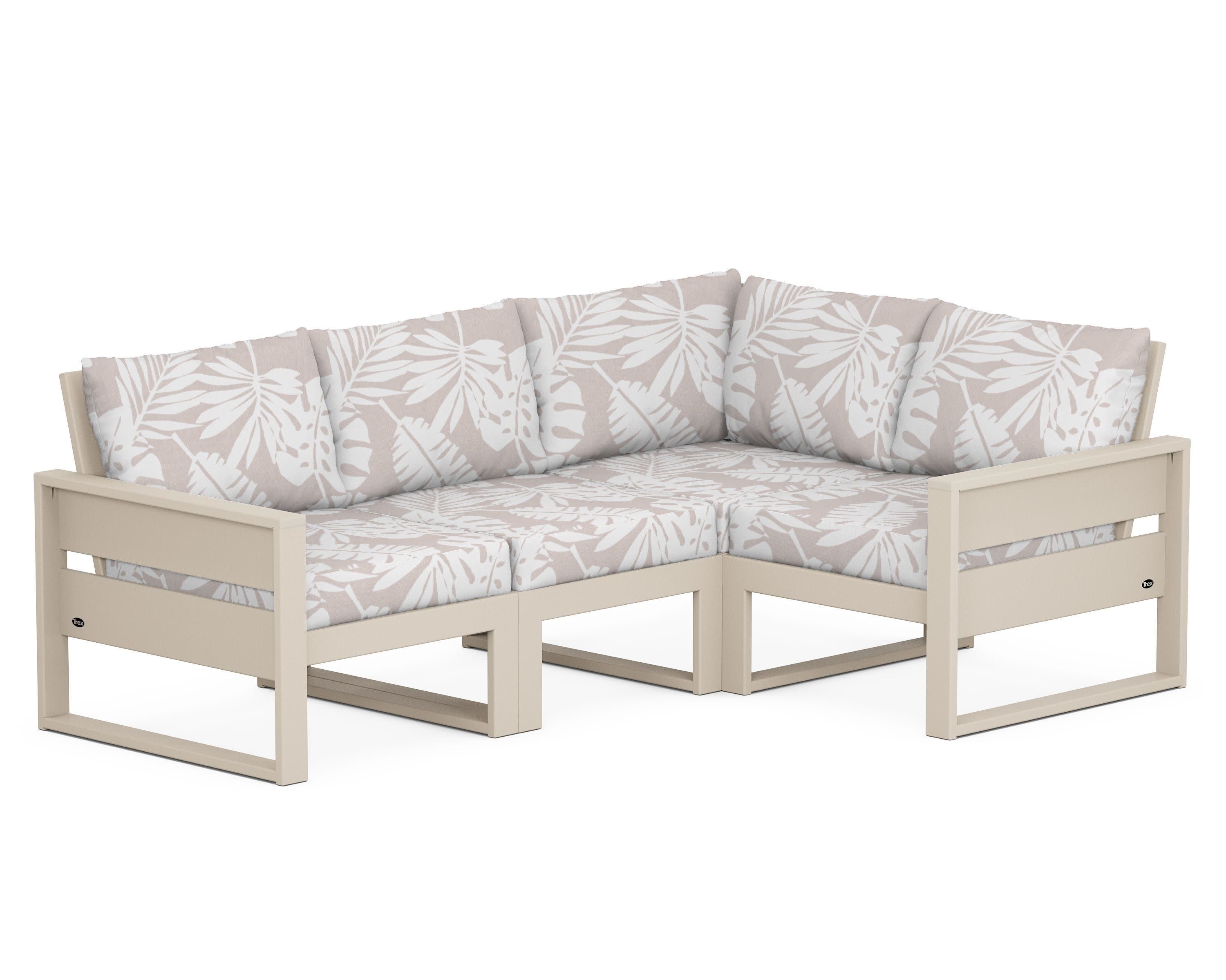 Eastport 4- Piece Sectional in Sand Castle / Leaf Dune Burlap