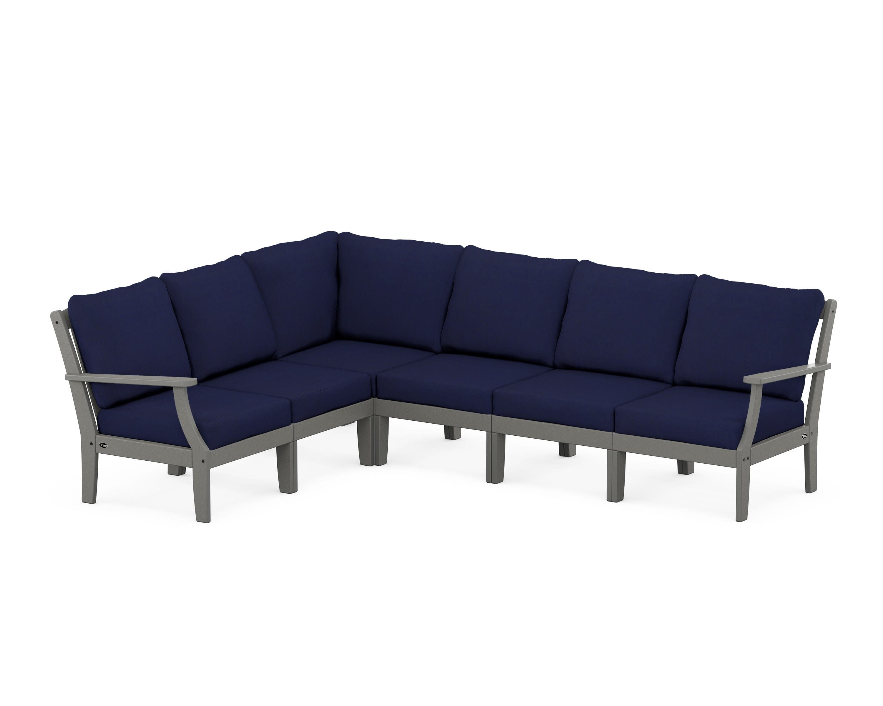 Yacht Club Modular 6-Piece Deep Seating Set in Stepping Stone / Navy