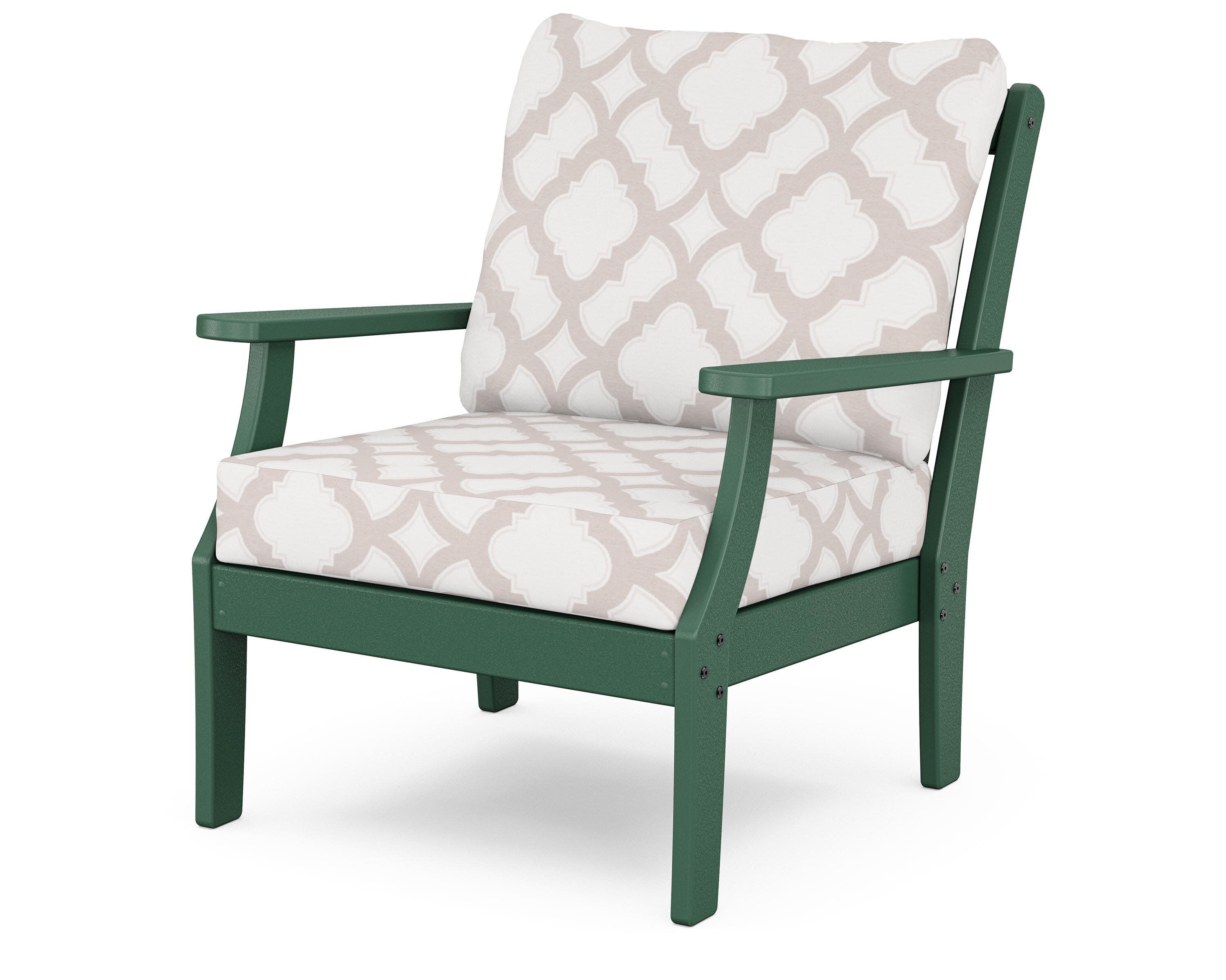 Yacht Club Deep Seating Chair in Rainforest Canopy / Trellis Dune Burlap