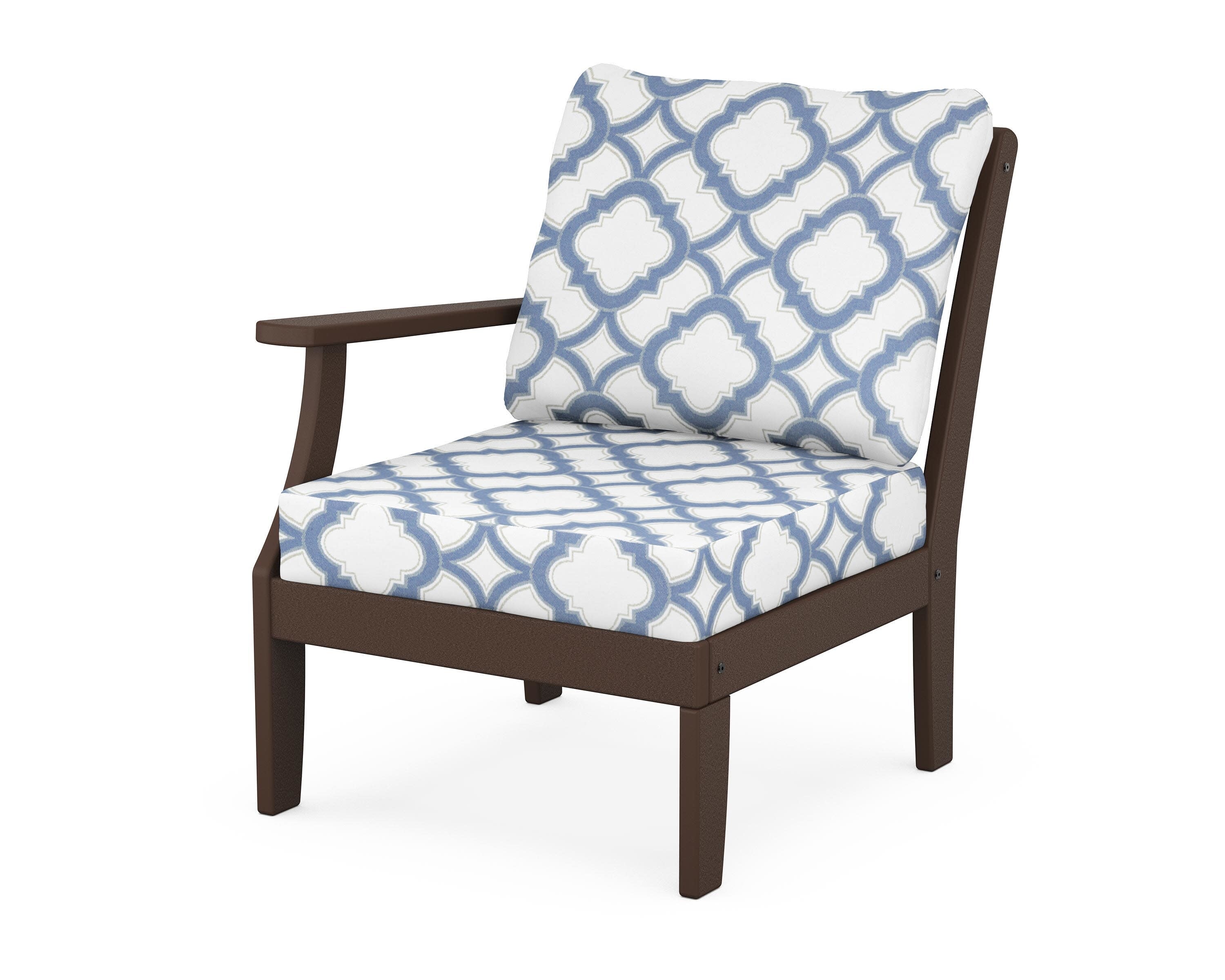 Yacht Club Modular Left Arm Chair in Vintage Lantern / Trellis Sky Blue