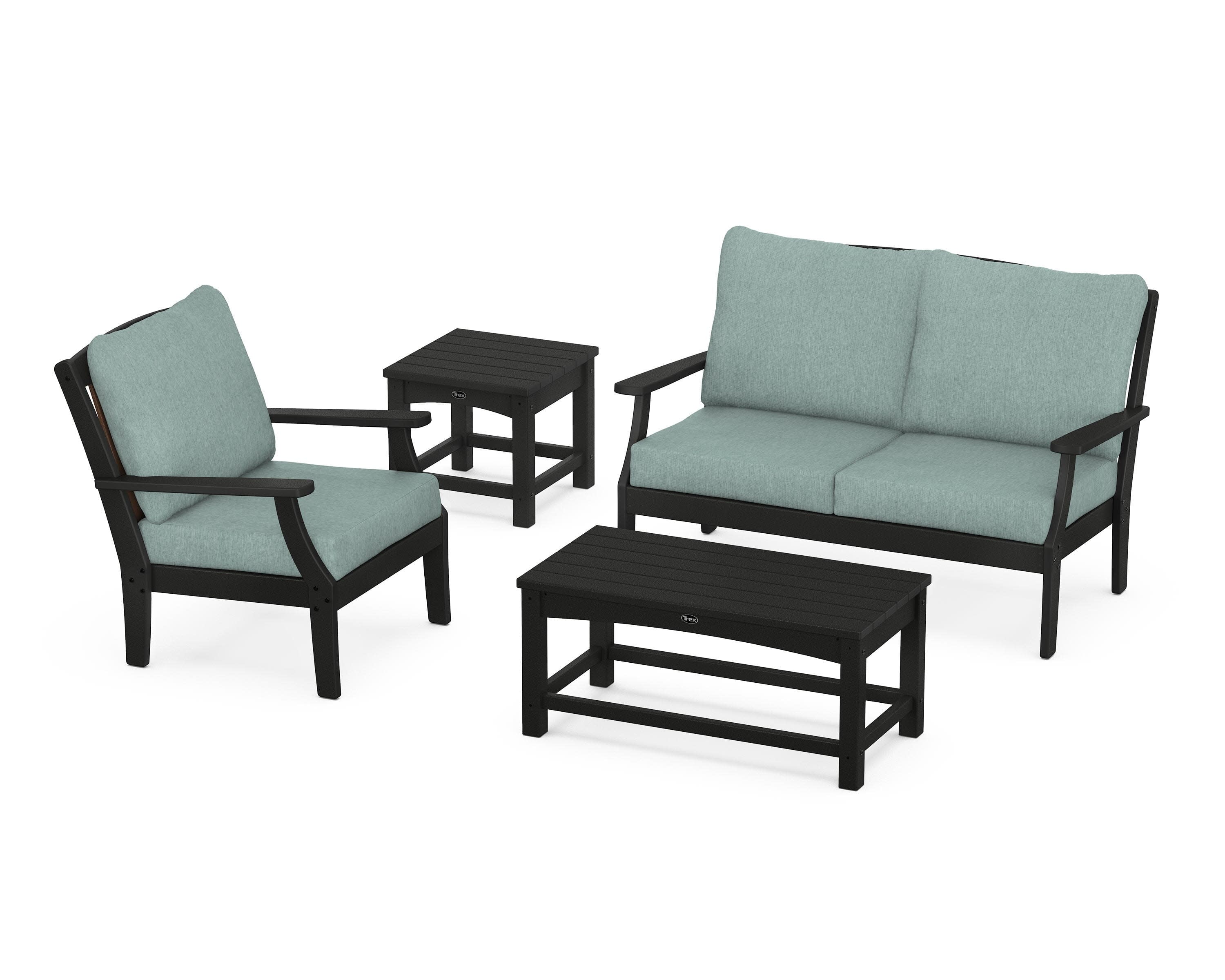 Yacht Club 4-Piece Deep Seating Set in Charcoal Black / Glacier Spa