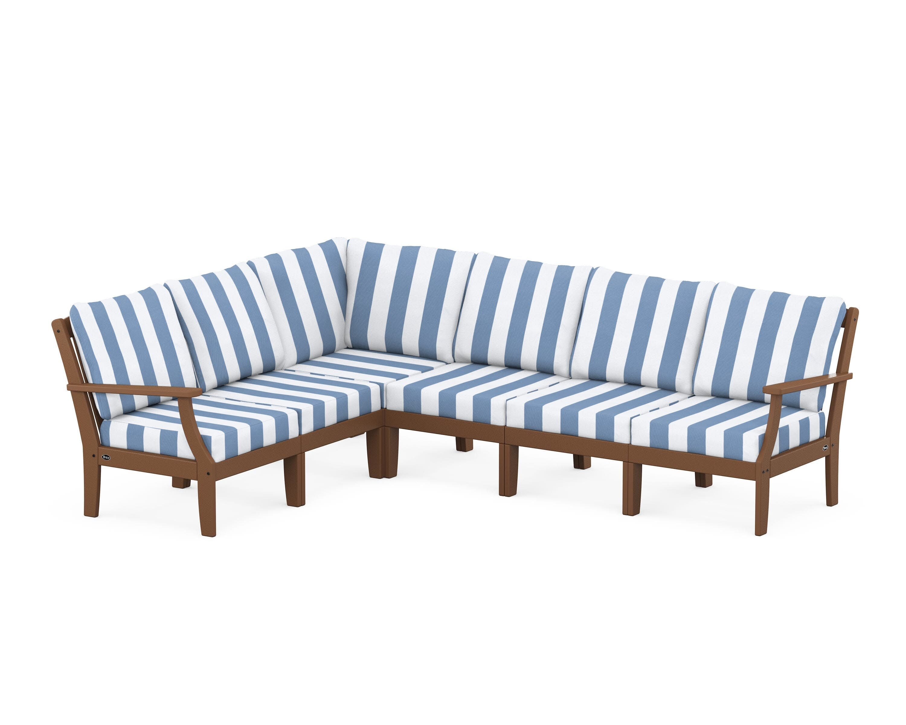 Yacht Club Modular 6-Piece Deep Seating Set in Tree House / Cabana Stripe Sky Blue