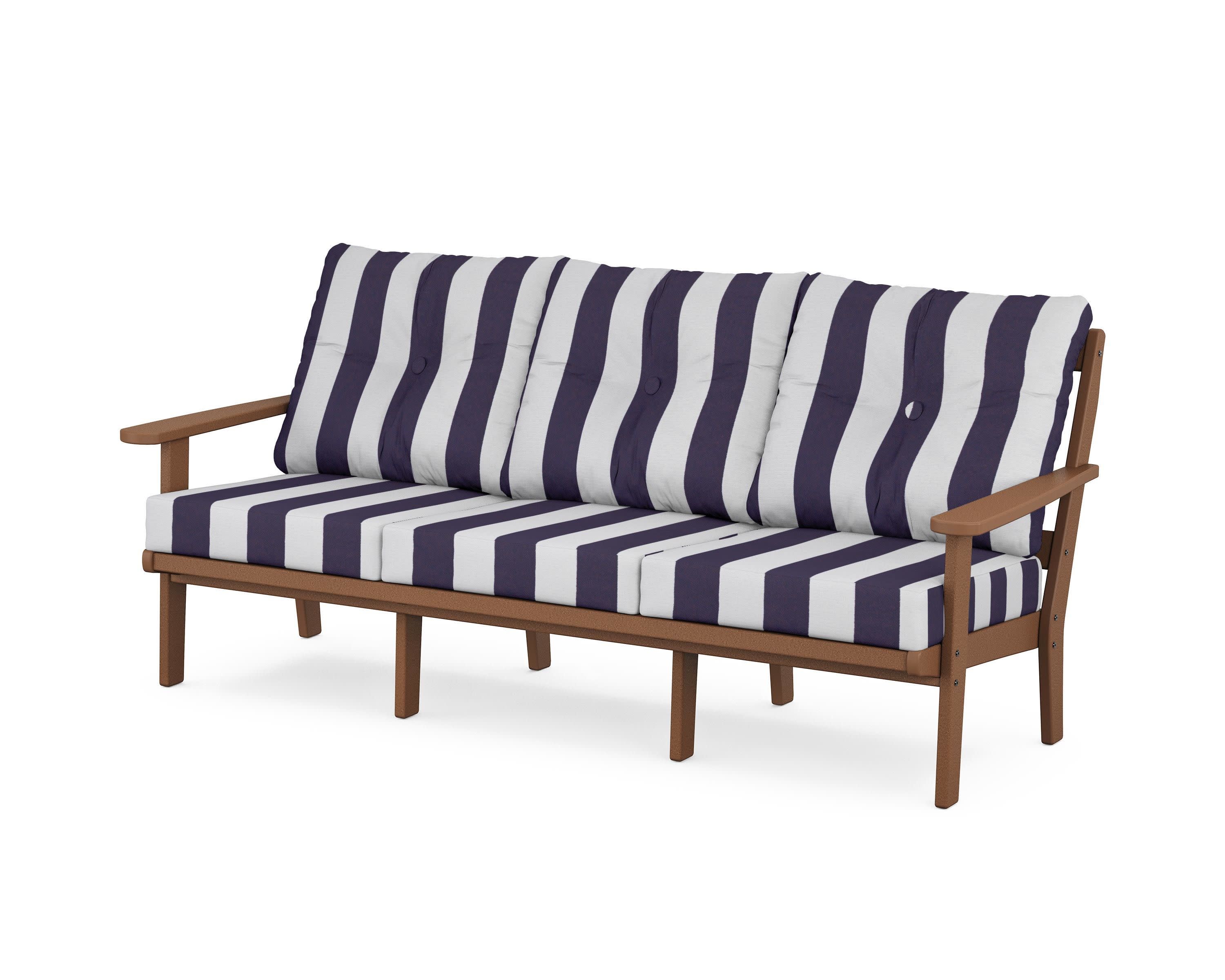 Cape Cod Deep Seating Sofa in Tree House / Cabana Stripe Navy