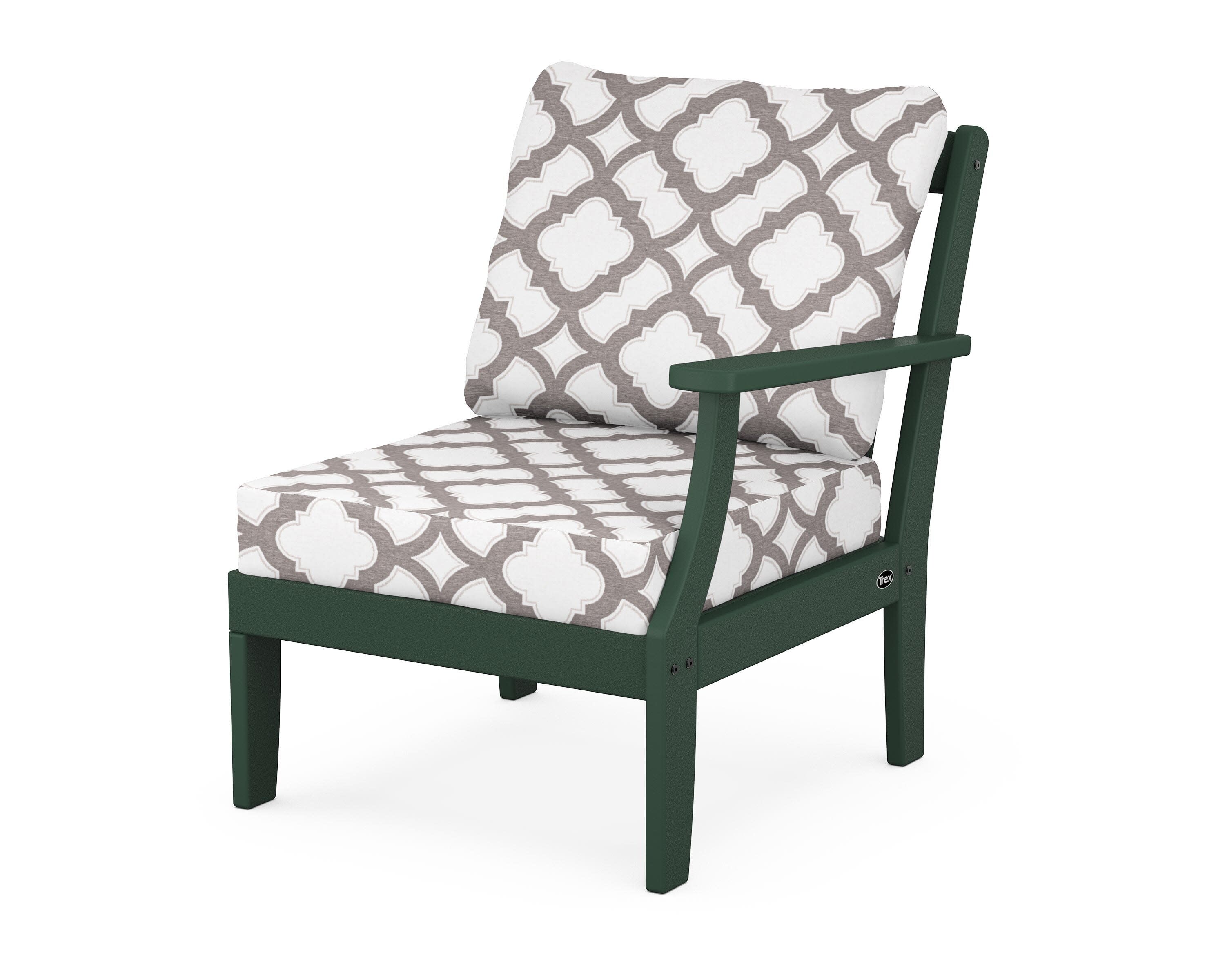 Yacht Club Modular Right Arm Chair in Rainforest Canopy / Trellis Grey Mist