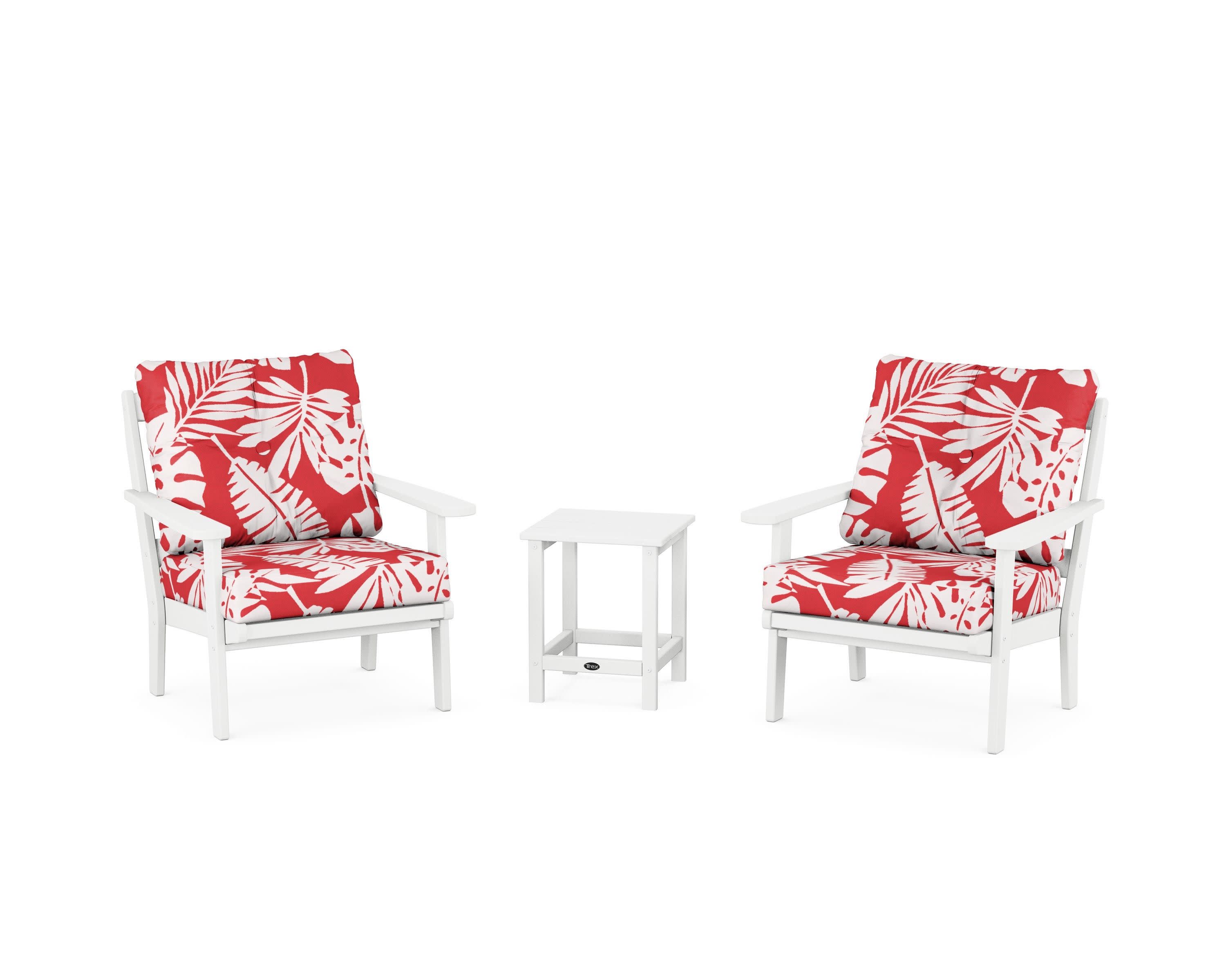 Cape Cod 3-Piece Deep Seating Set in Classic White / Leaf Crimson