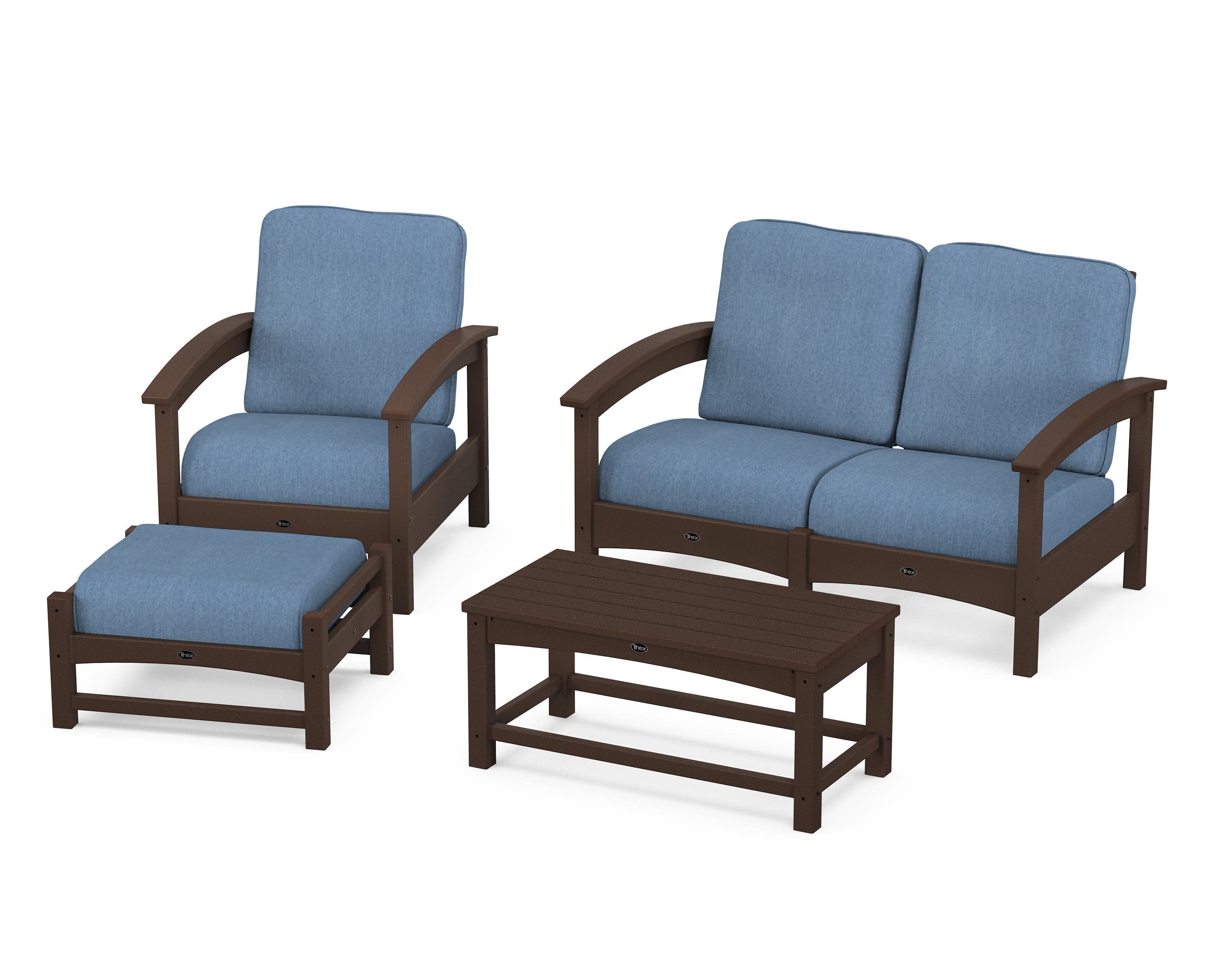 Rockport 4-Piece Deep Seating Conversation Group in Vintage Lantern / Sky Blue