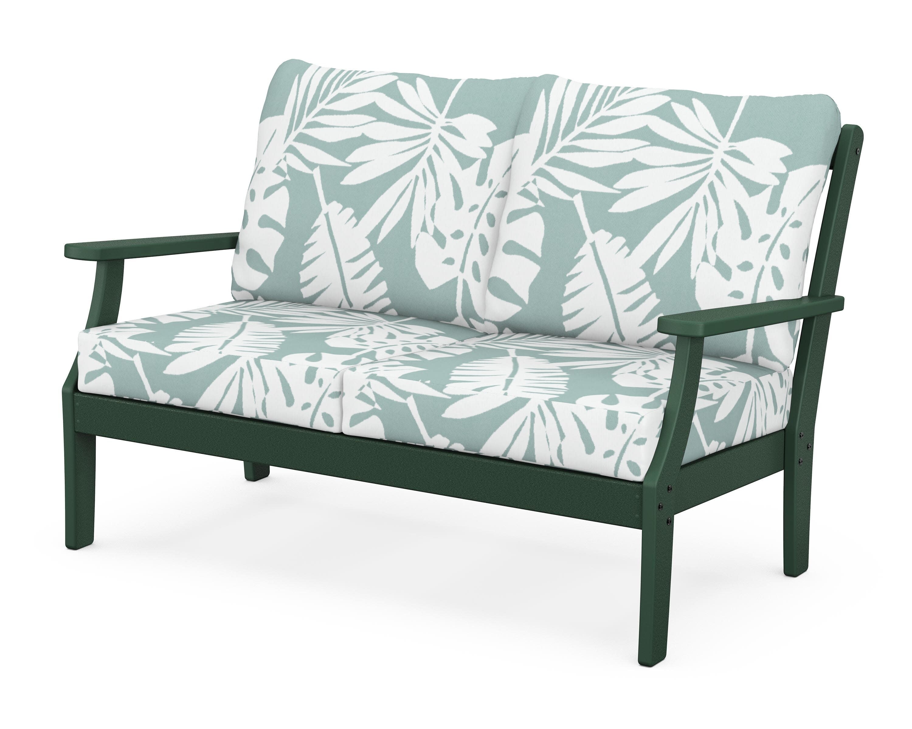 Yacht Club Deep Seating Loveseat in Rainforest Canopy / Leaf Glacier Spa