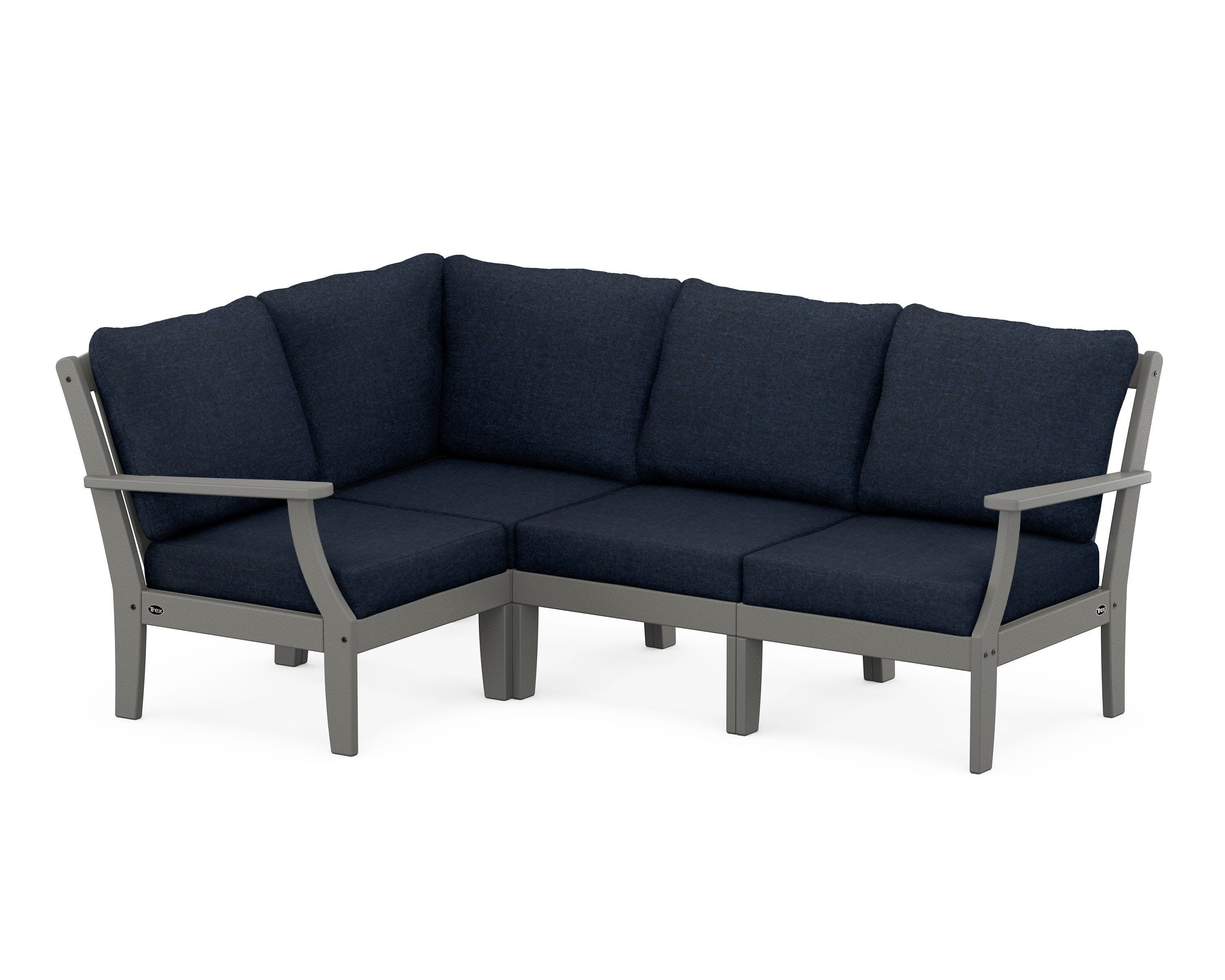 Yacht Club Modular 4-Piece Deep Seating Set in Stepping Stone / Marine Indigo