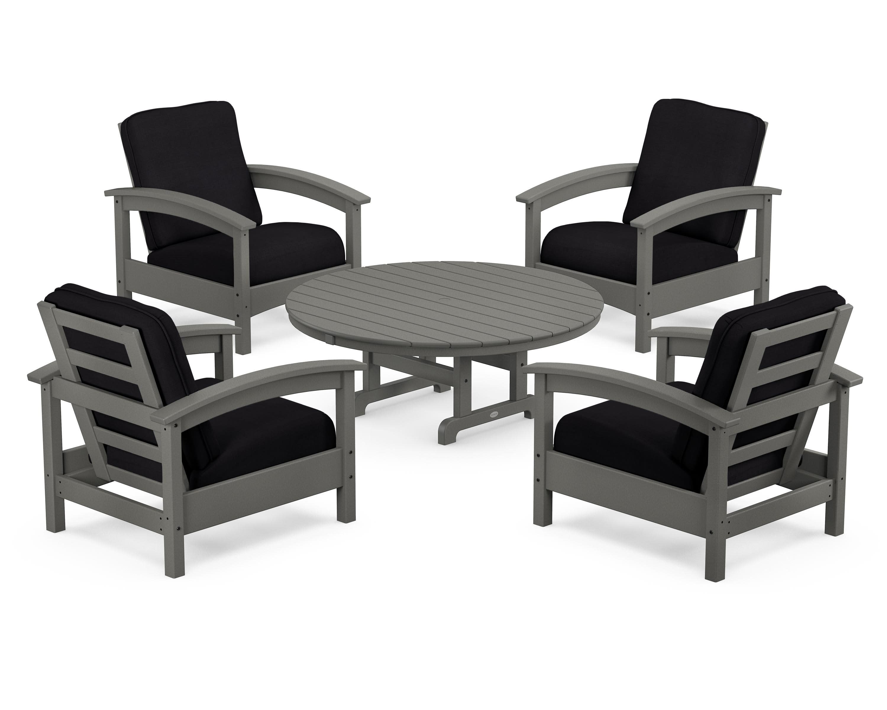 Rockport 5-Piece Deep Seating Set in Stepping Stone / Midnight Linen
