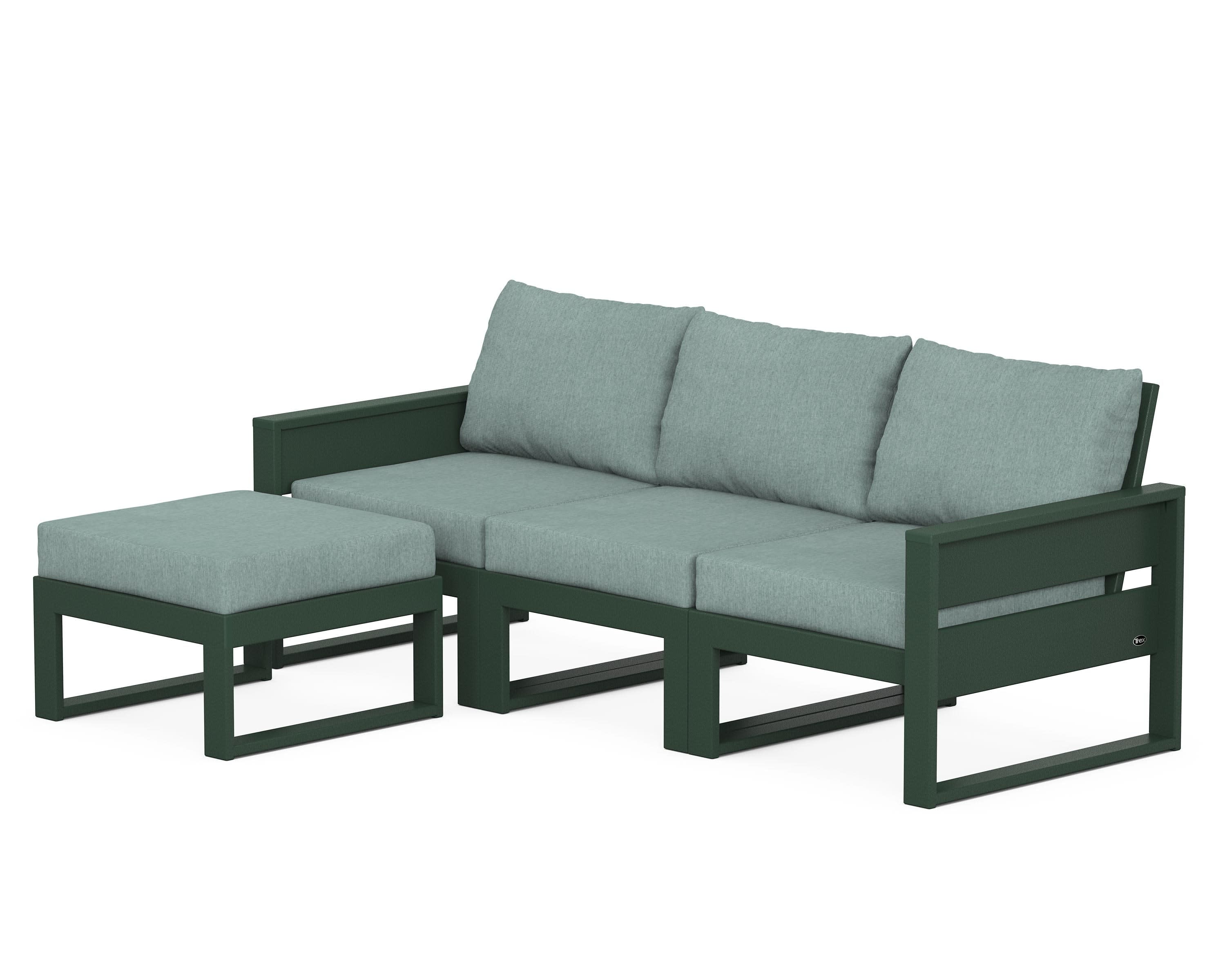 Eastport 4- Piece Sectional with Ottoman in Rainforest Canopy / Glacier Spa