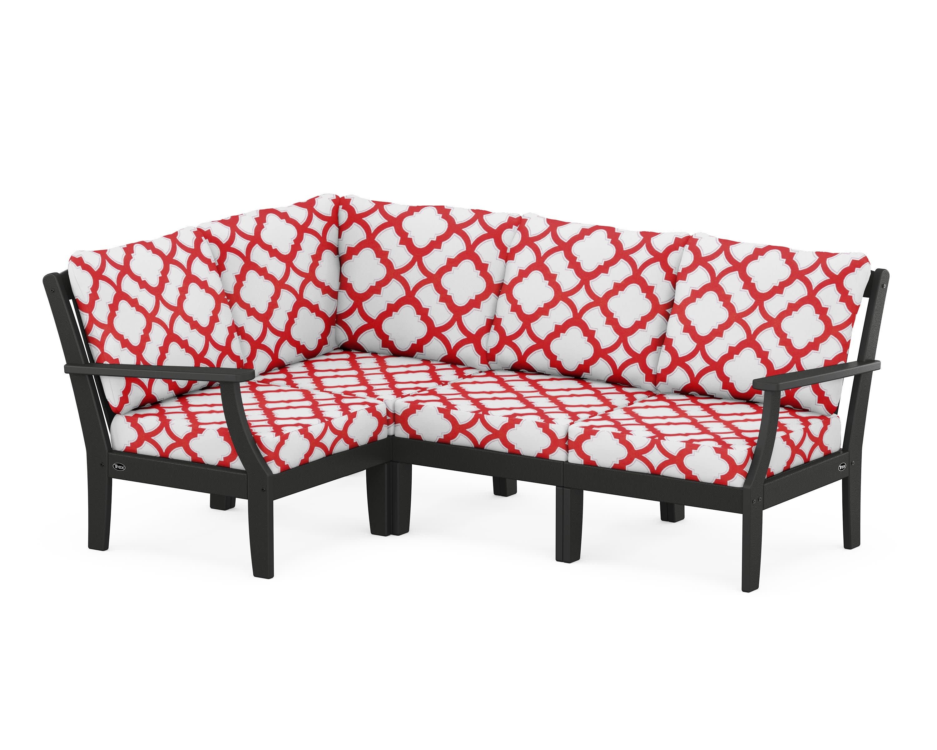 Yacht Club Modular 4-Piece Deep Seating Set in Charcoal Black / Trellis Crimson