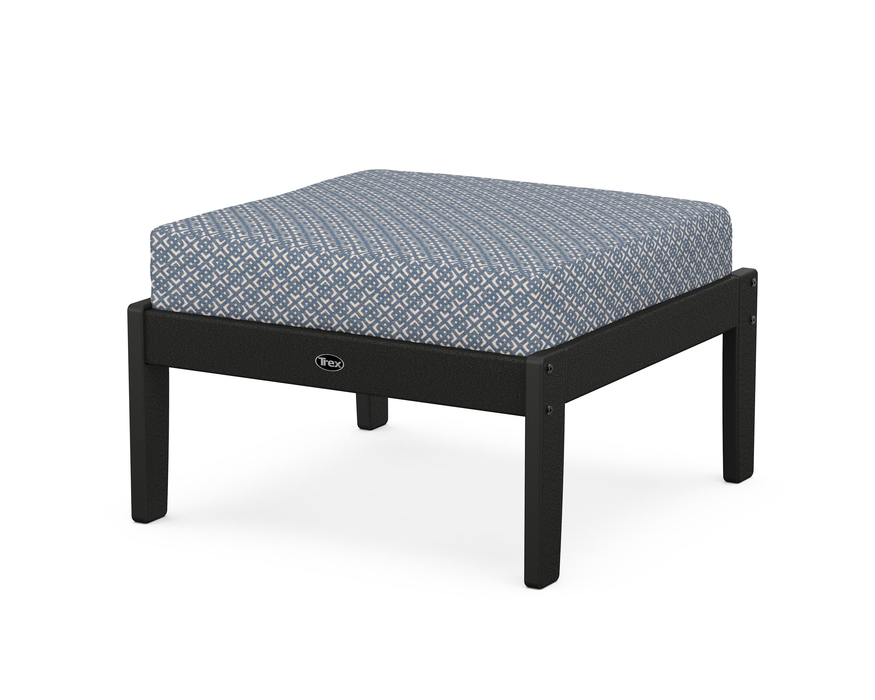 Yacht Club Deep Seating Ottoman in Charcoal Black / Hopscotch