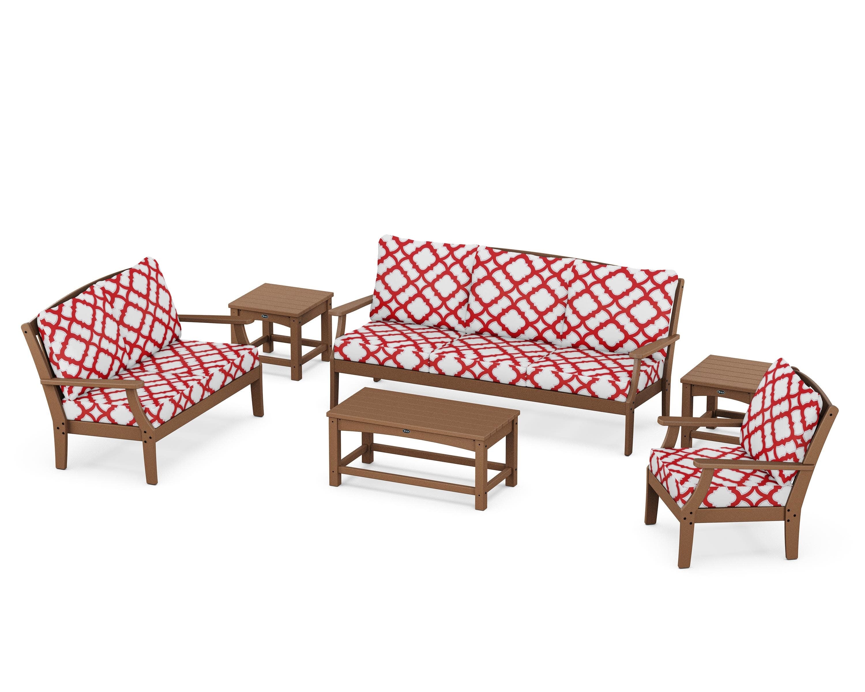 Yacht Club 6-Piece Deep Seating Set in Tree House / Trellis Crimson