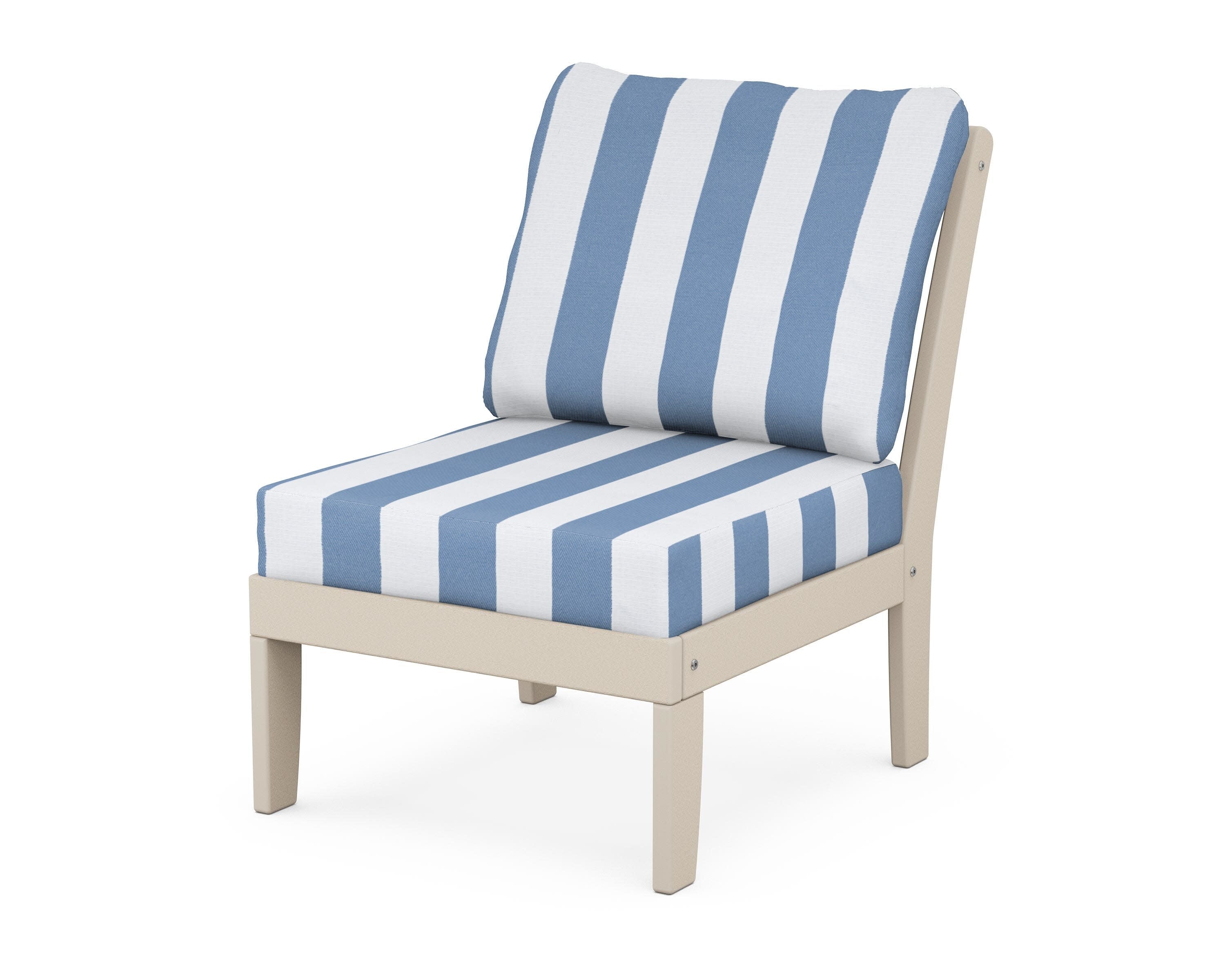 Yacht Club Modular Armless Chair in Sand Castle / Cabana Stripe Sky Blue