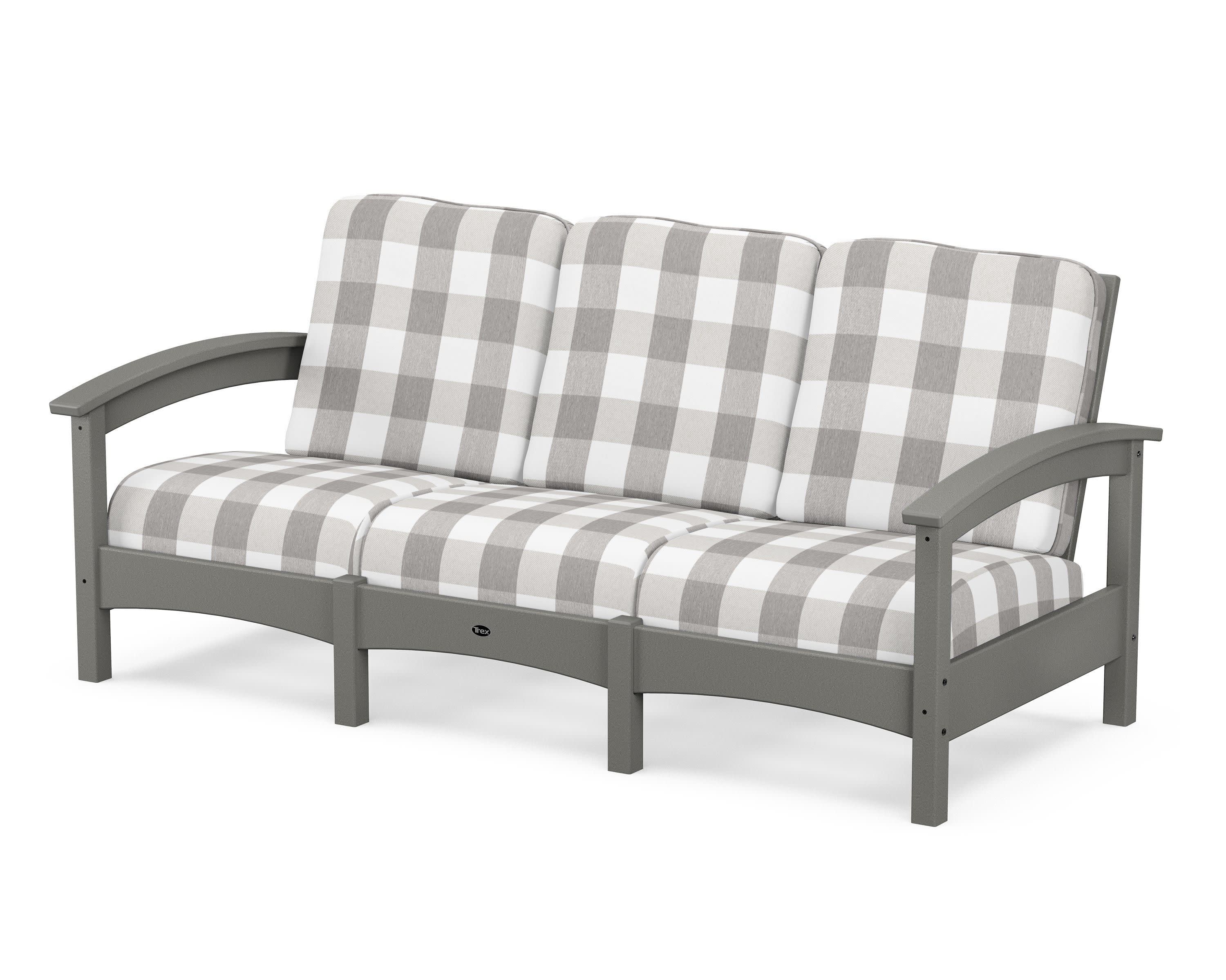 Rockport Club Sofa in Stepping Stone / Buffalo Plaid Grey Mist