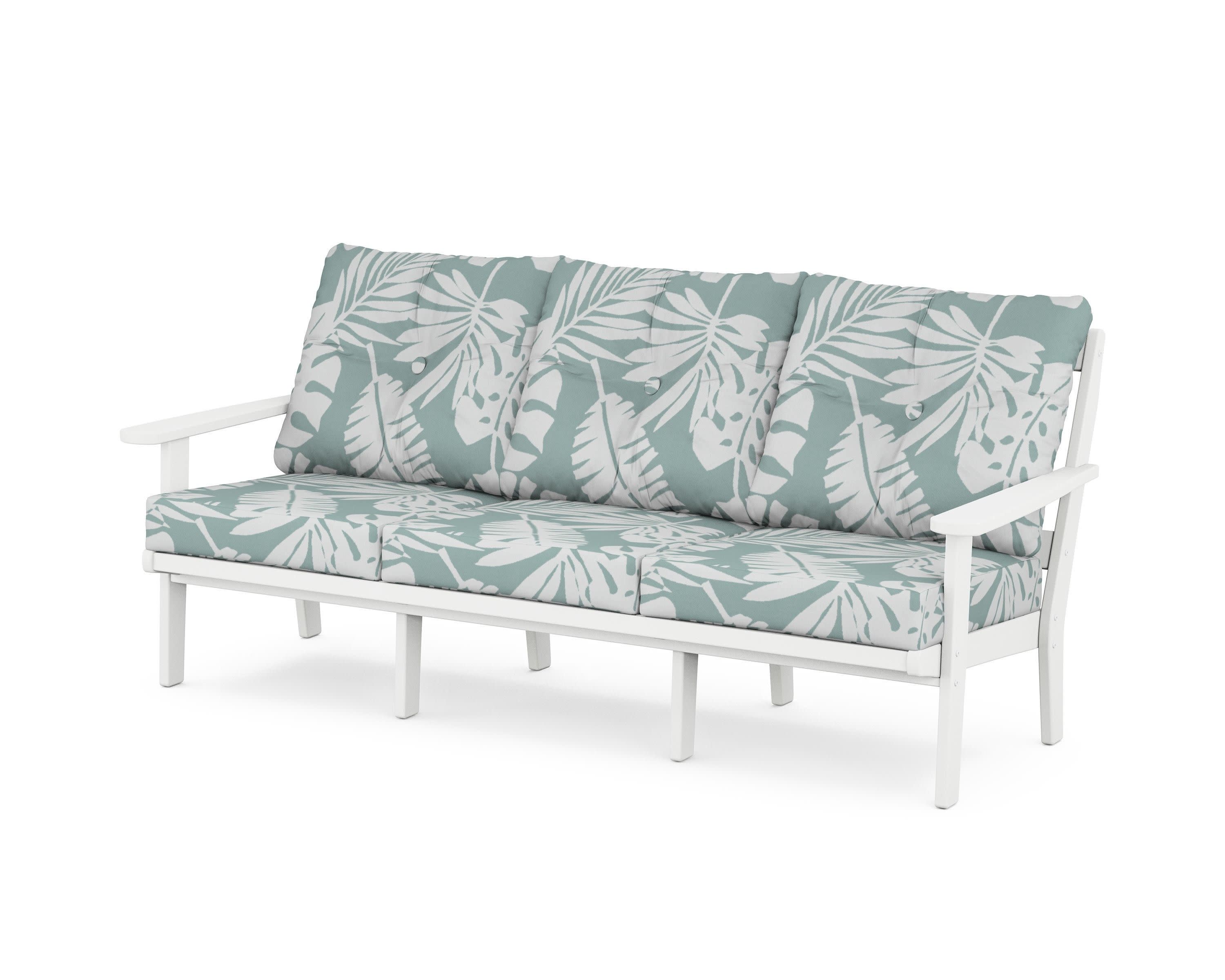 Cape Cod Deep Seating Sofa in Classic White / Leaf Glacier Spa
