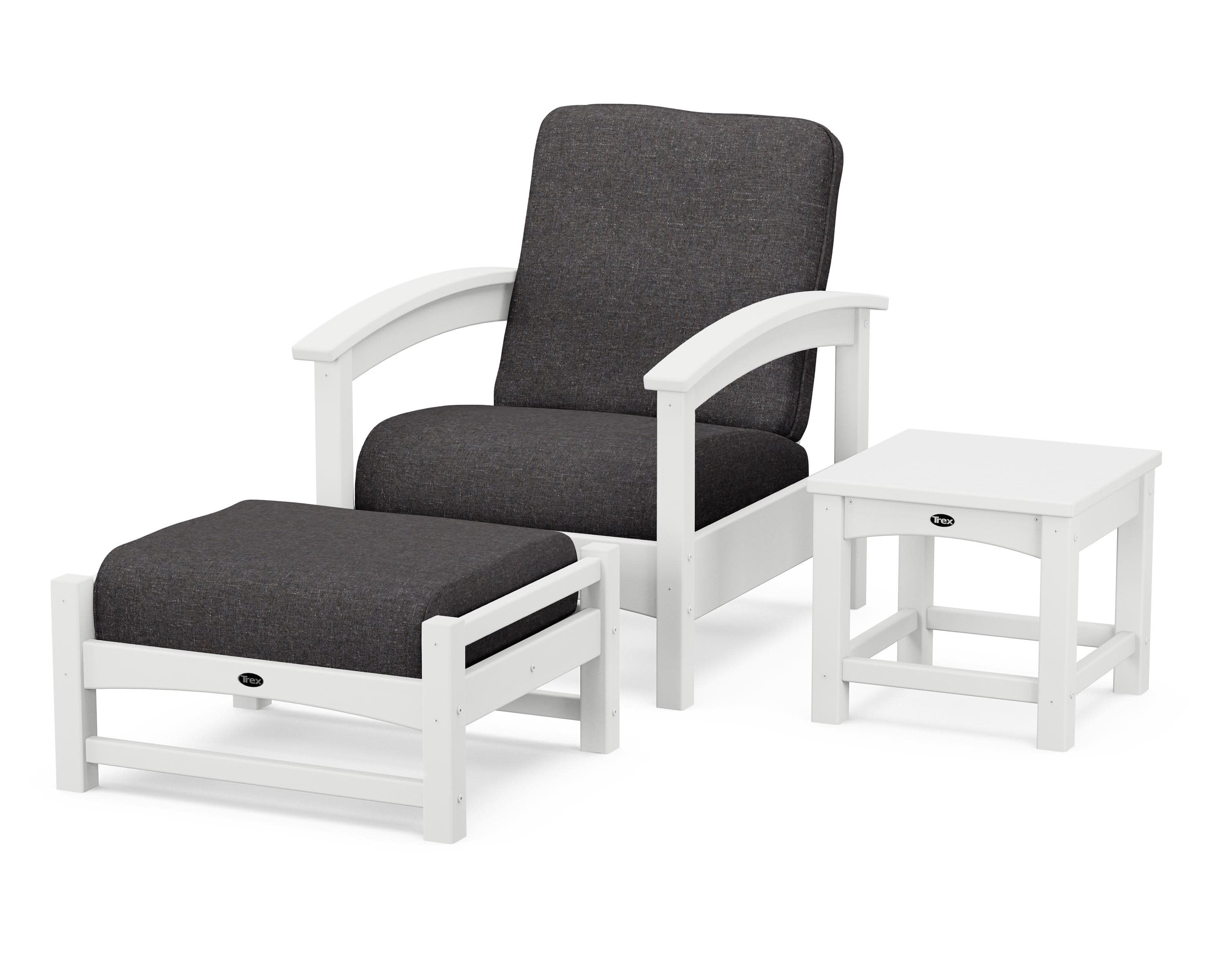 Rockport 3-Piece Deep Seating Set in Classic White / Ash Charcoal
