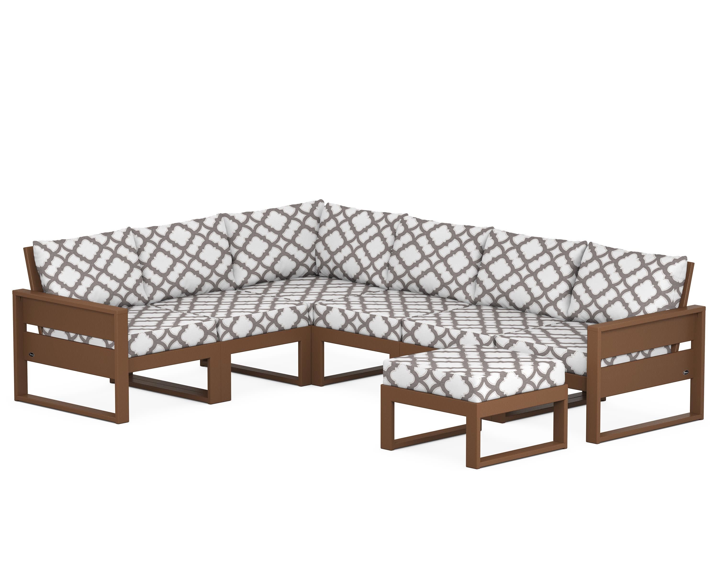 Eastport 6-Piece Sectional with Ottoman in Tree House / Trellis Grey Mist
