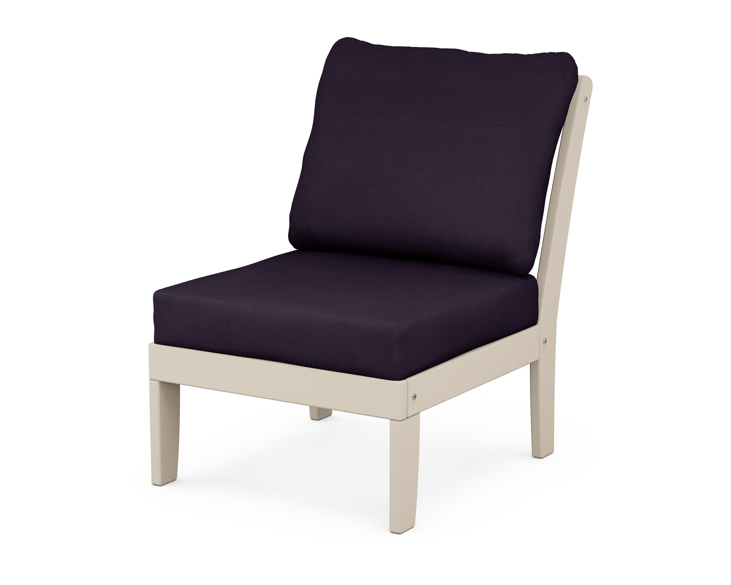 Yacht Club Modular Armless Chair in Sand Castle / Navy Linen