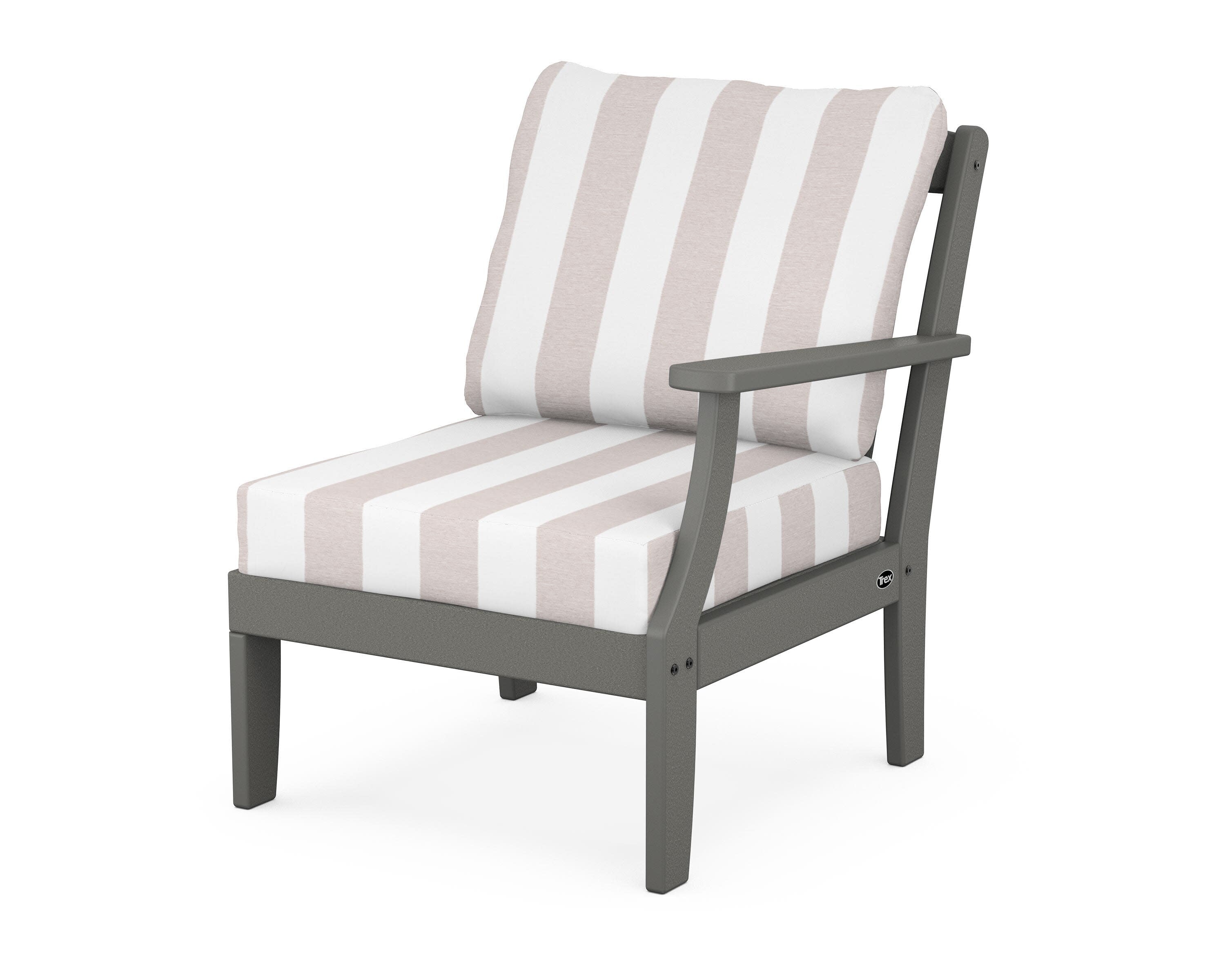 Yacht Club Modular Right Arm Chair in Stepping Stone / Cabana Stripe Dune Burlap