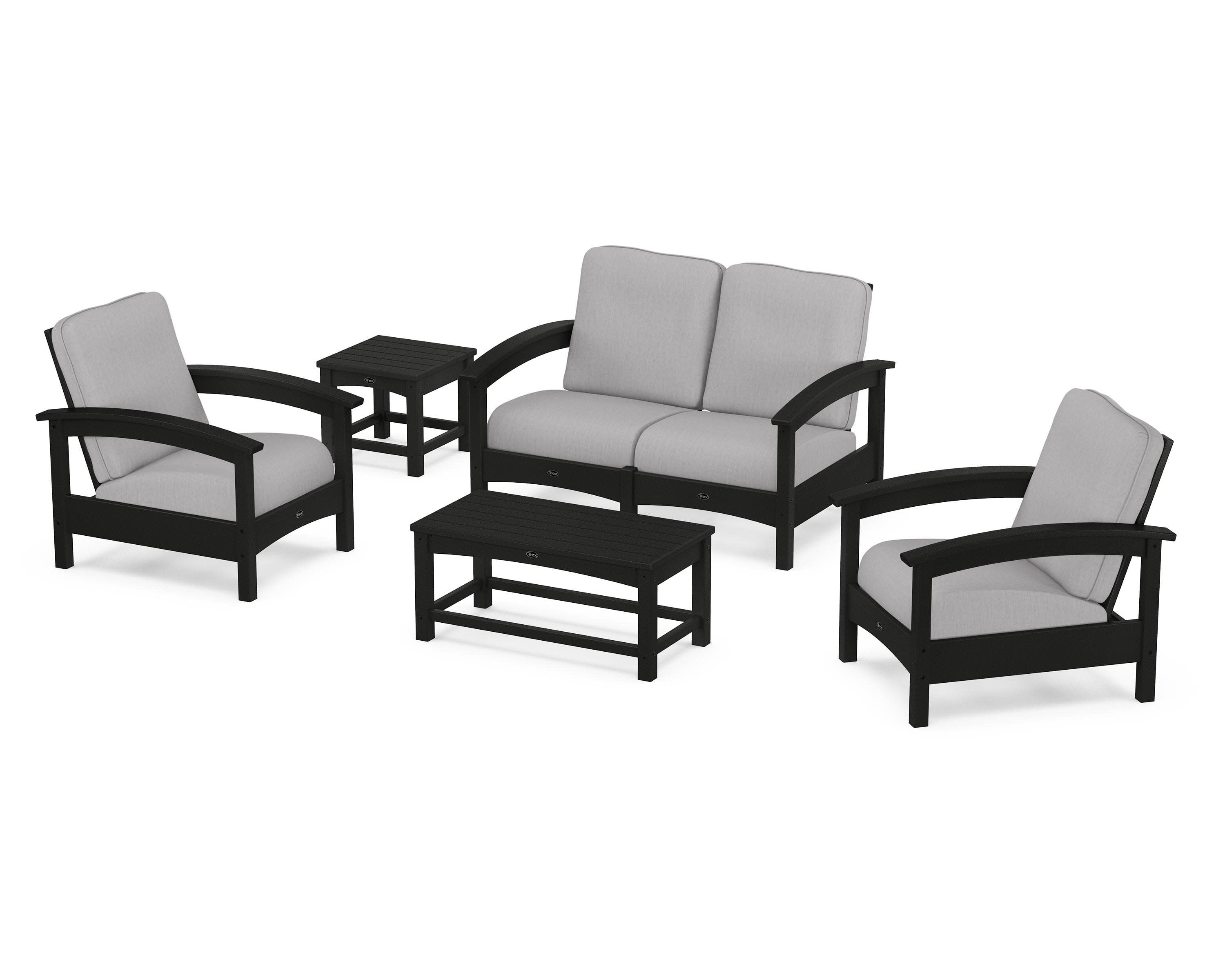 Rockport Club 6-Piece Deep Seating Conversation Set in Charcoal Black / Granite