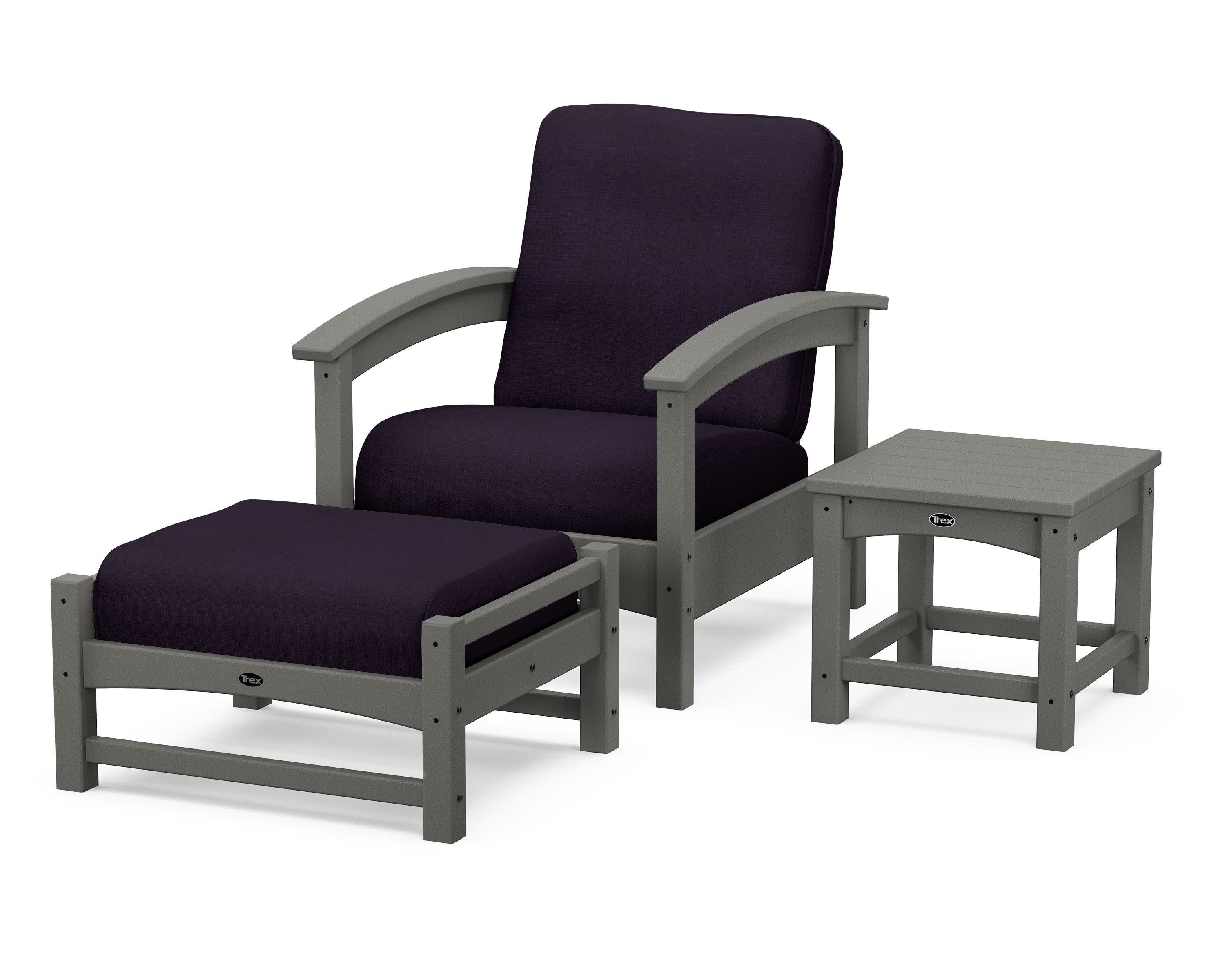 Rockport 3-Piece Deep Seating Set in Stepping Stone / Navy Linen