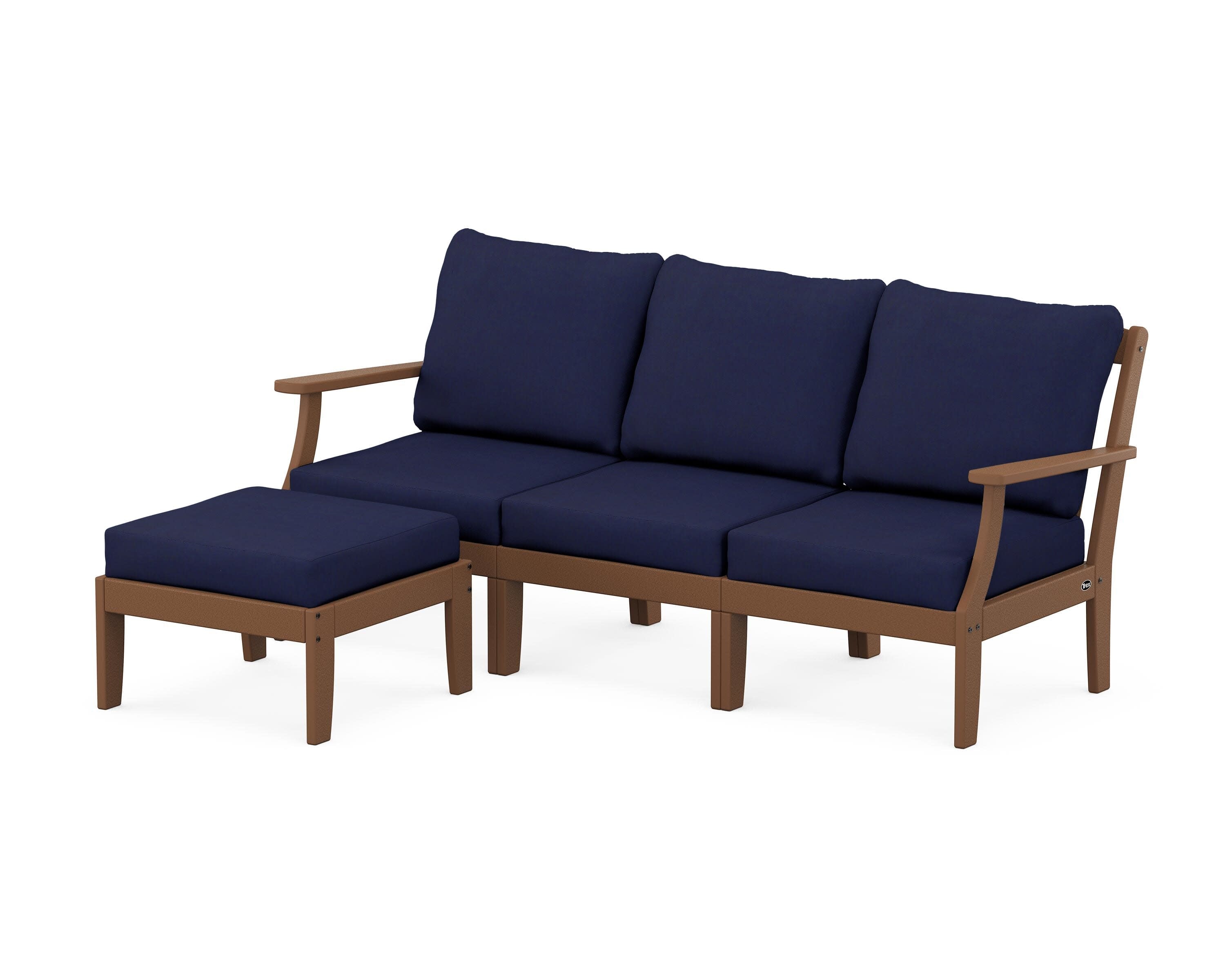 Yacht Club Modular 4-Piece Deep Seating Set with Ottoman in Tree House / Navy