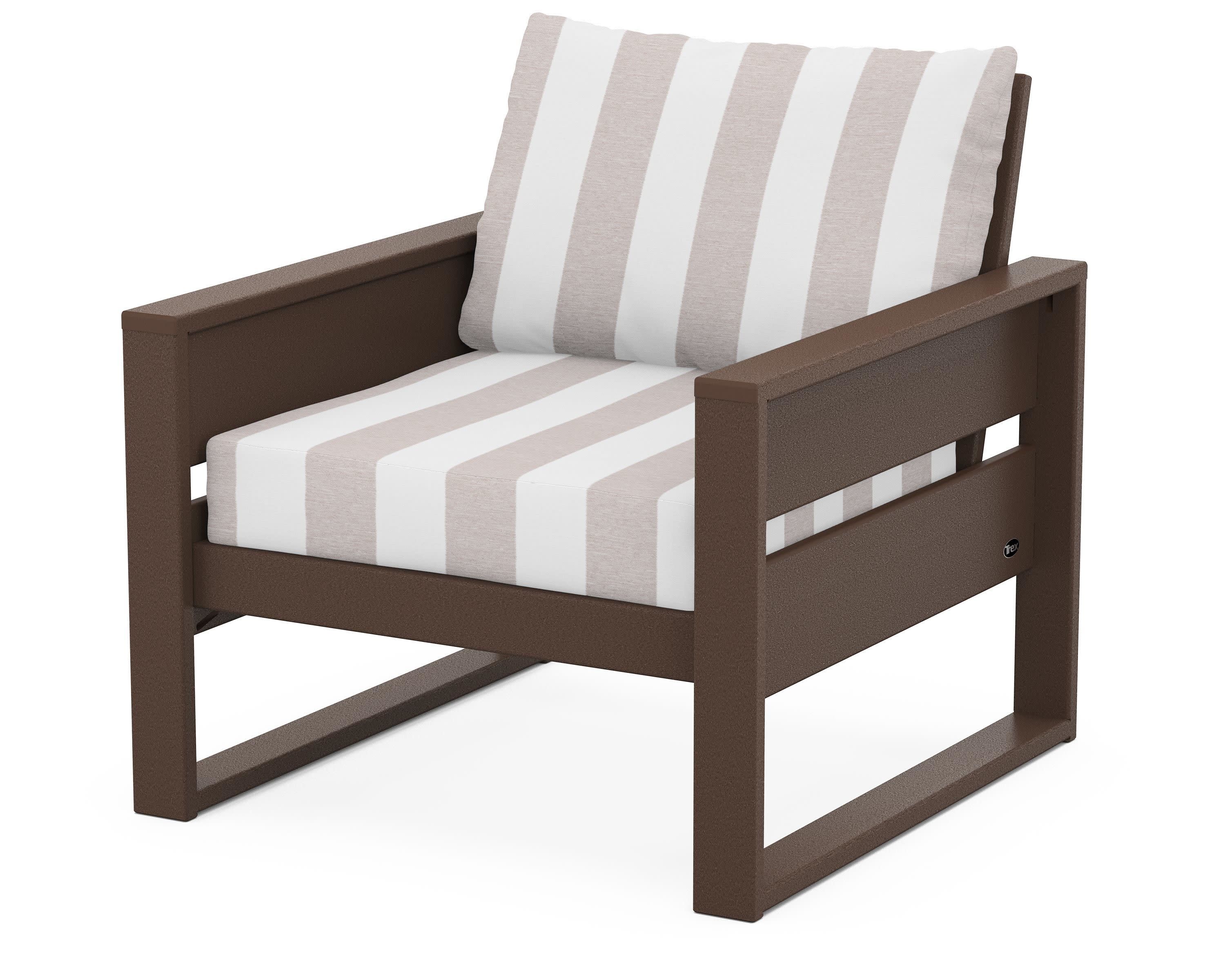 Eastport Club Chair in Vintage Lantern / Cabana Stripe Dune Burlap