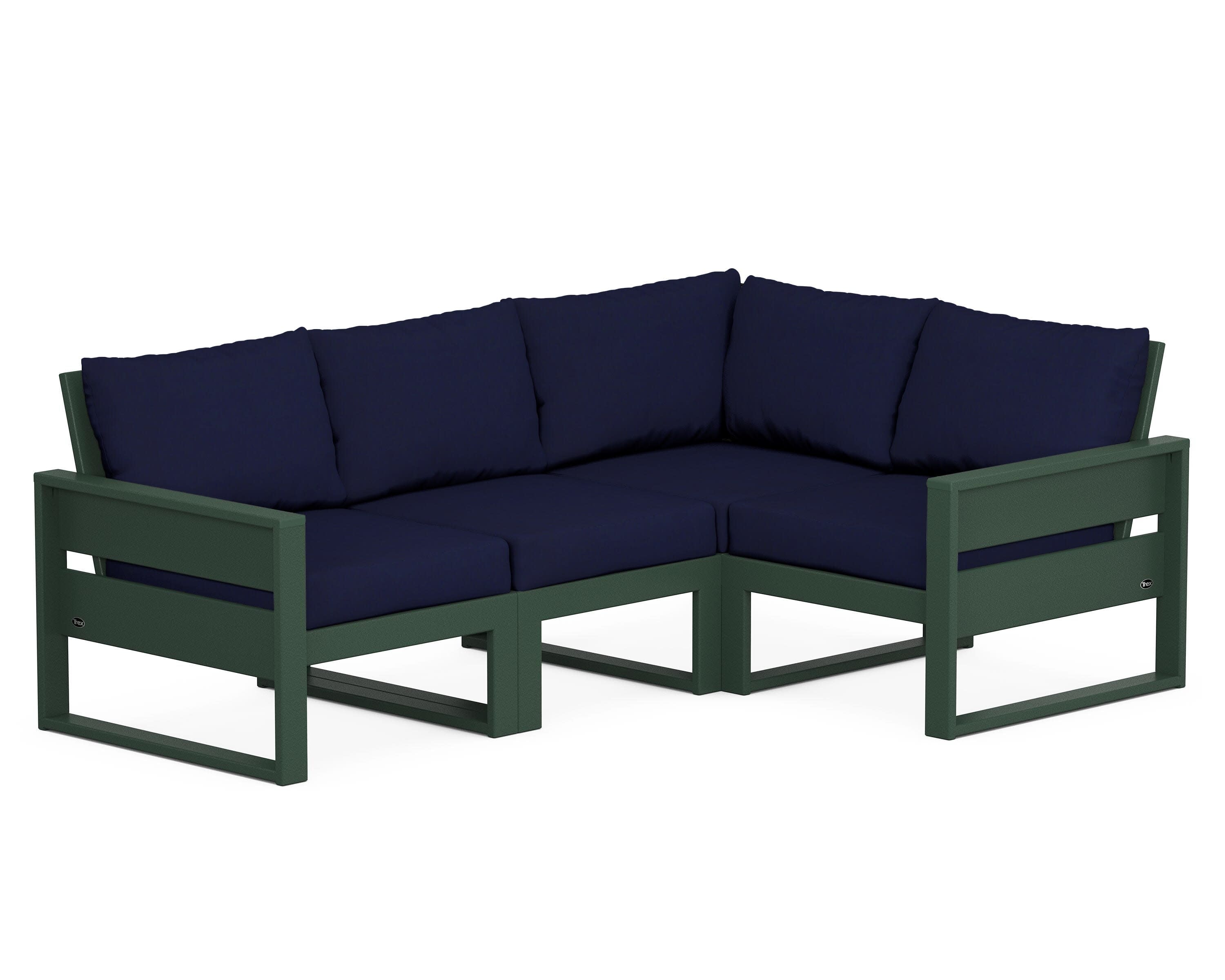 Eastport 4- Piece Sectional in Rainforest Canopy / Navy