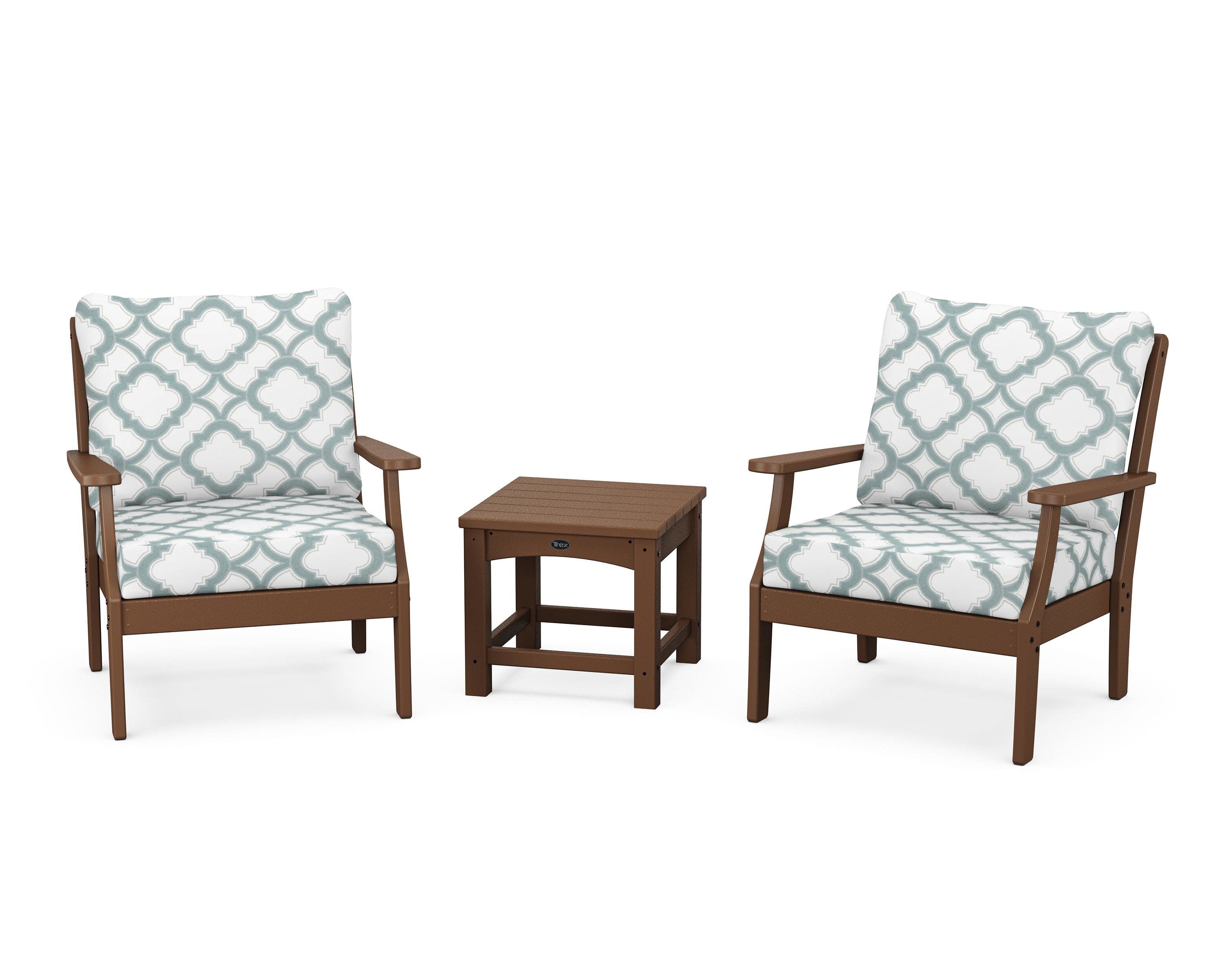 Yacht Club 3-Piece Deep Seating Set in Tree House / Trellis Glacier Spa