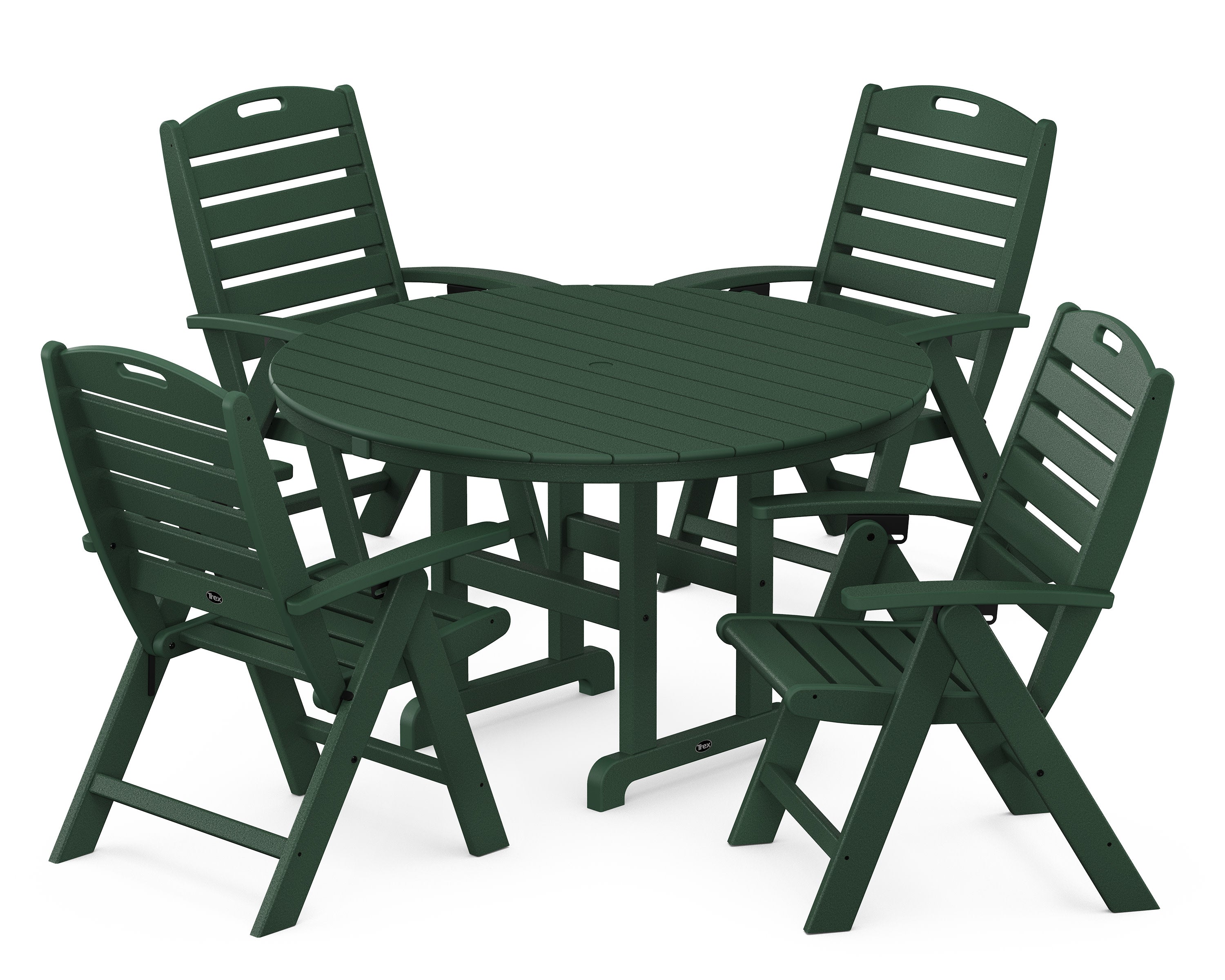 Yacht Club Highback 5-Piece Round Dining Set in Rainforest Canopy