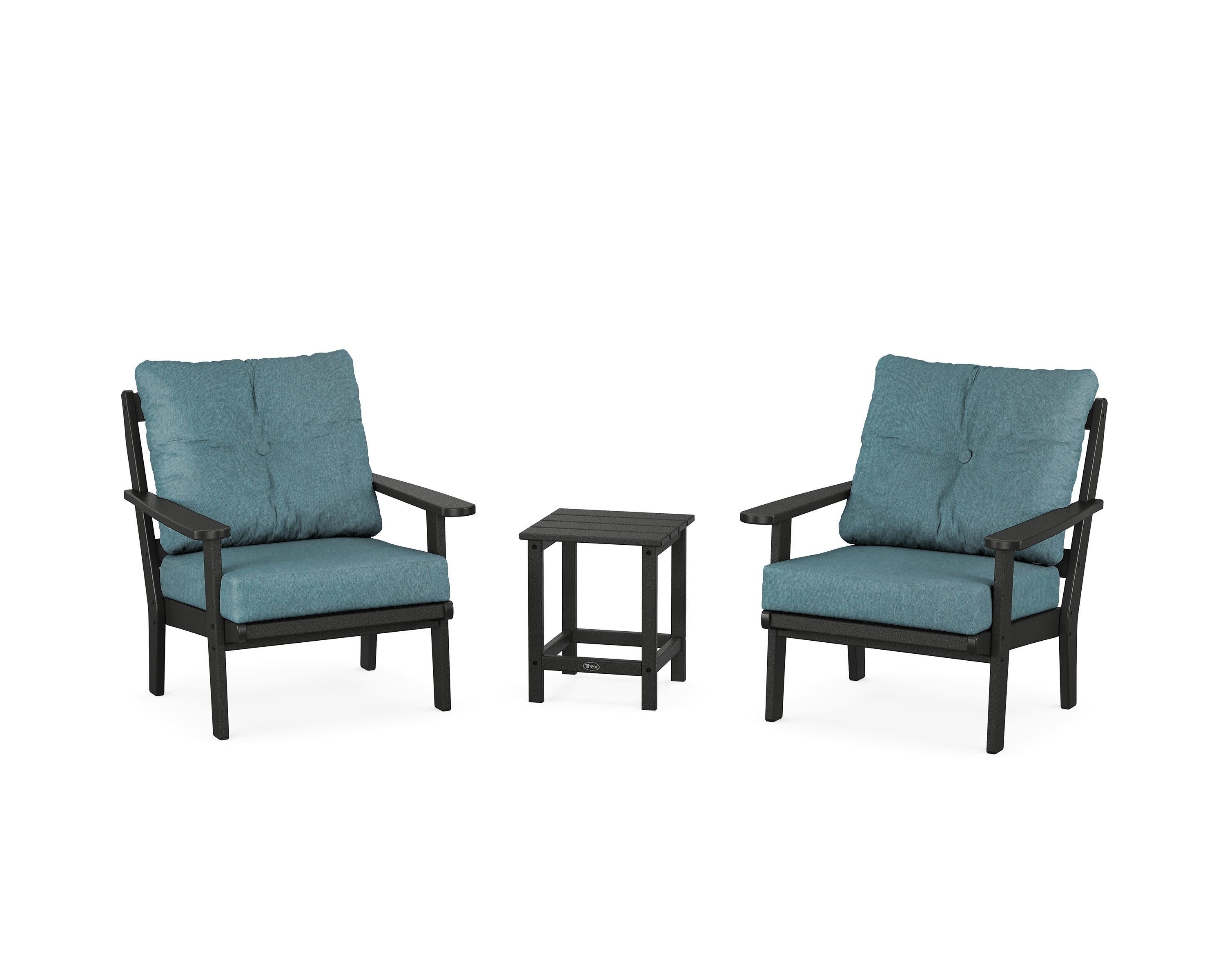 Cape Cod 3-Piece Deep Seating Set in Charcoal Black / Ocean Teal